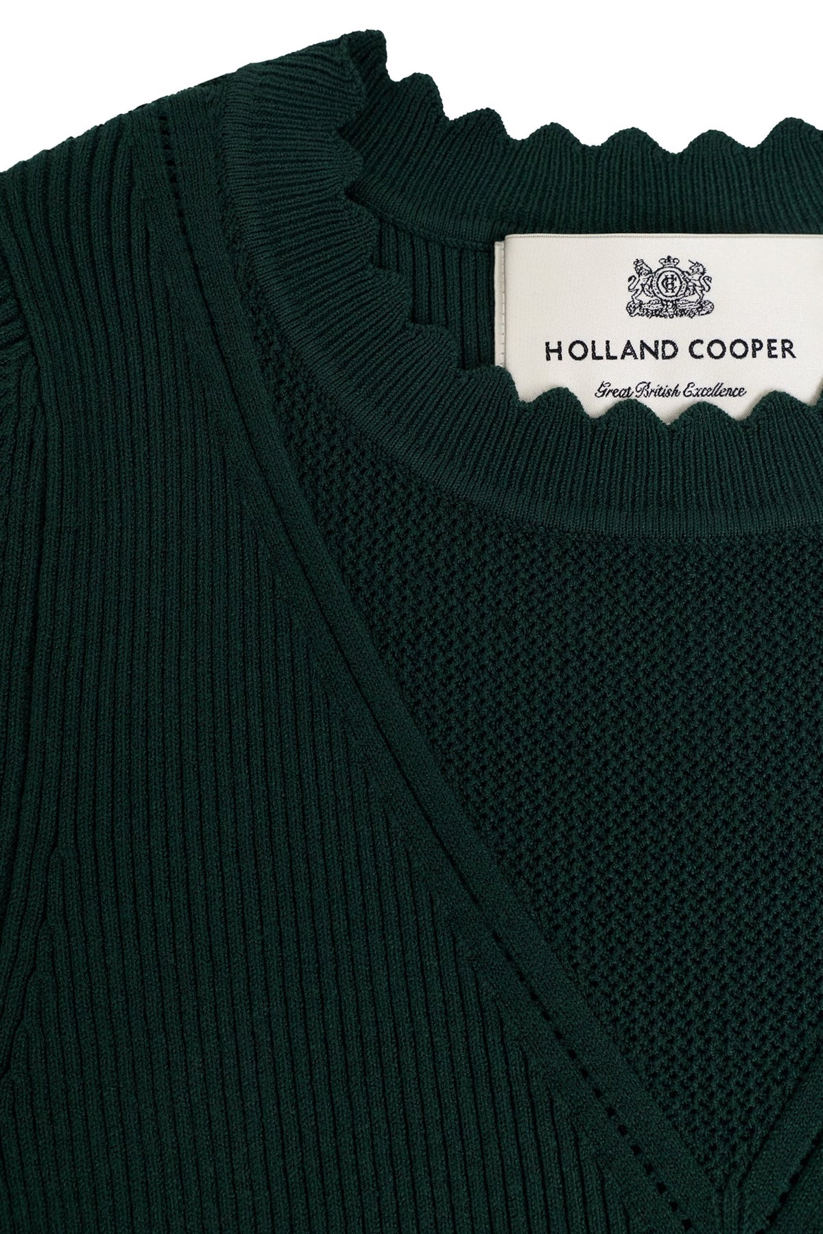 Holland Cooper Spencer Knitted Fit & Flare Dress #Colour_Emerald