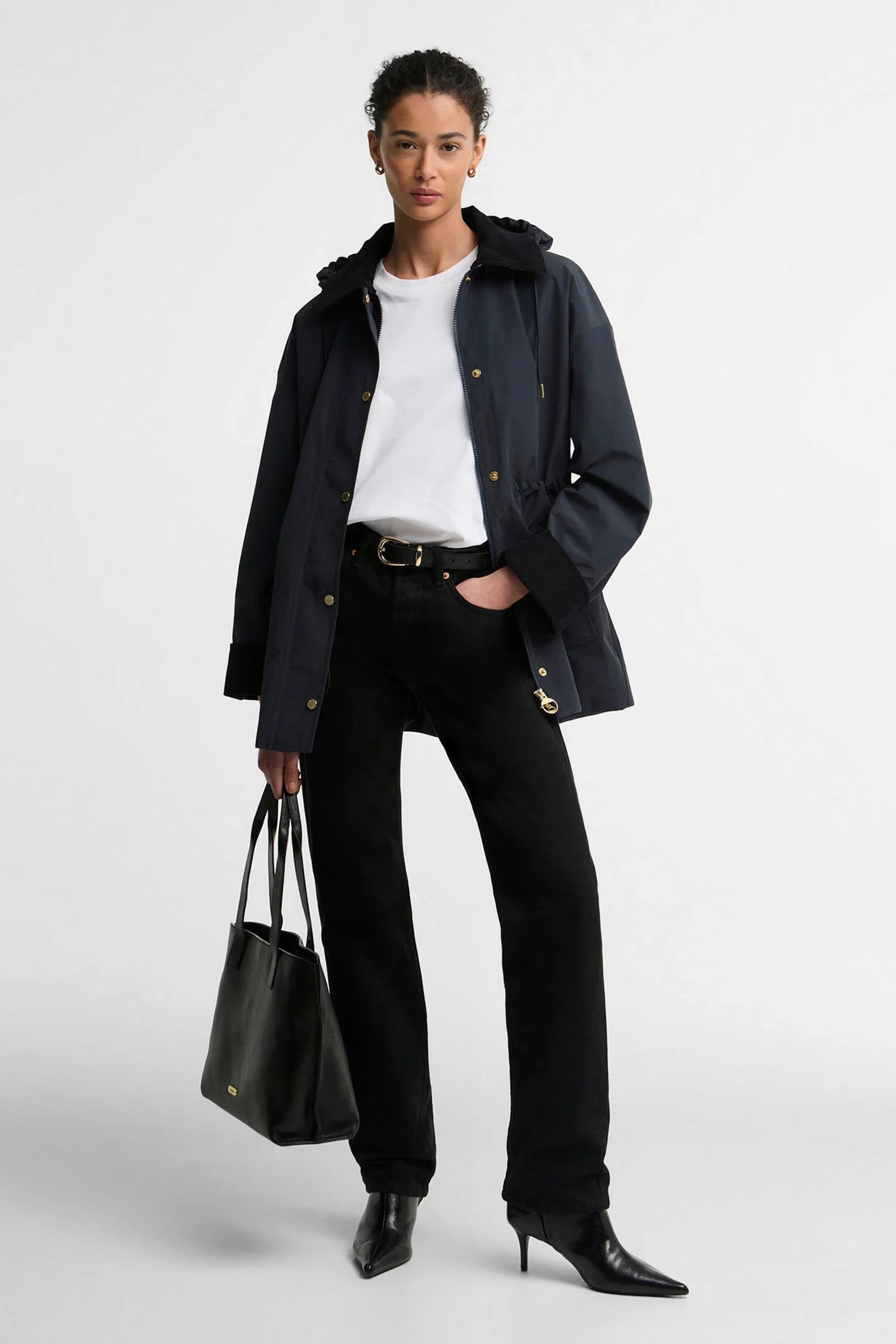 Barbour Evelyn Showerproof Jacket #Colour_Dk Navy/Birchwood Dress