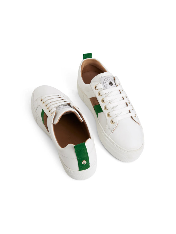 Fairfax & Favor Clover Green/Tan Platform Alexandra Trainer #Colour_Clover Green/Tan