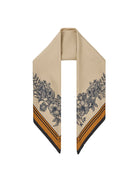 Fairfax & Favor Off White/Navy/Orange Mannington Silk Scarf #Colour_Off White/Navy/Orange