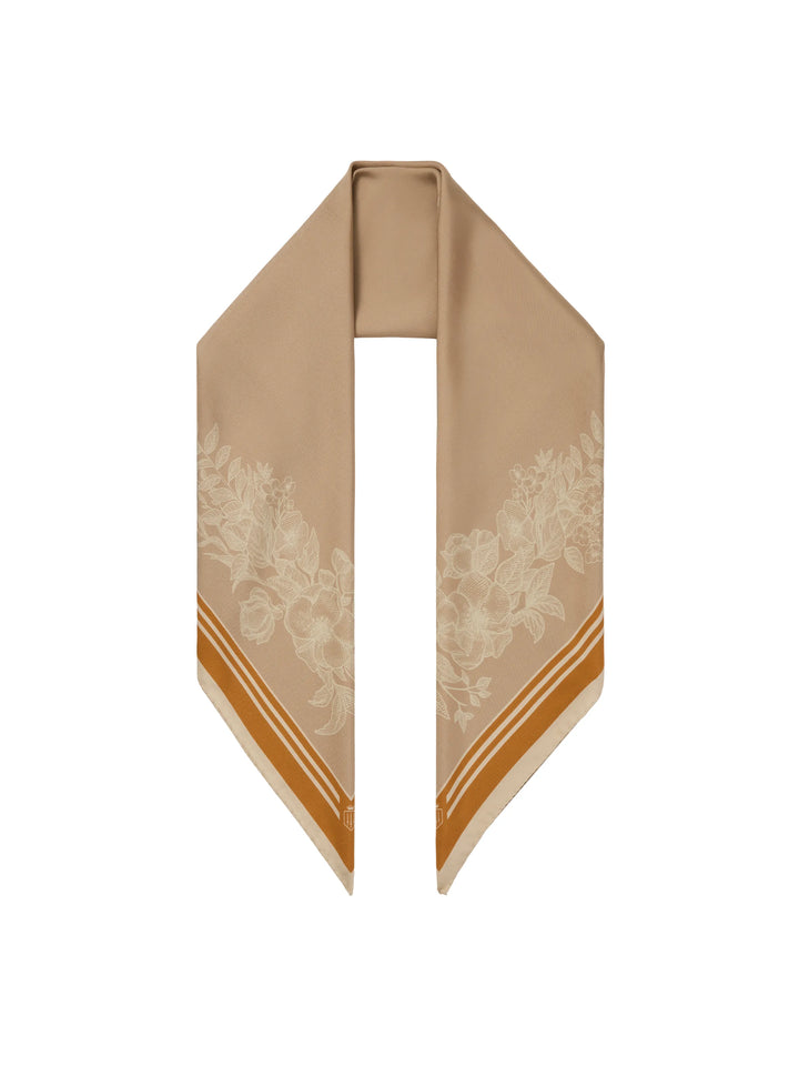 Fairfax & Favor Beige/Off White/Orange Mannington Silk Scarf #Colour_Beige/Off White/Orange