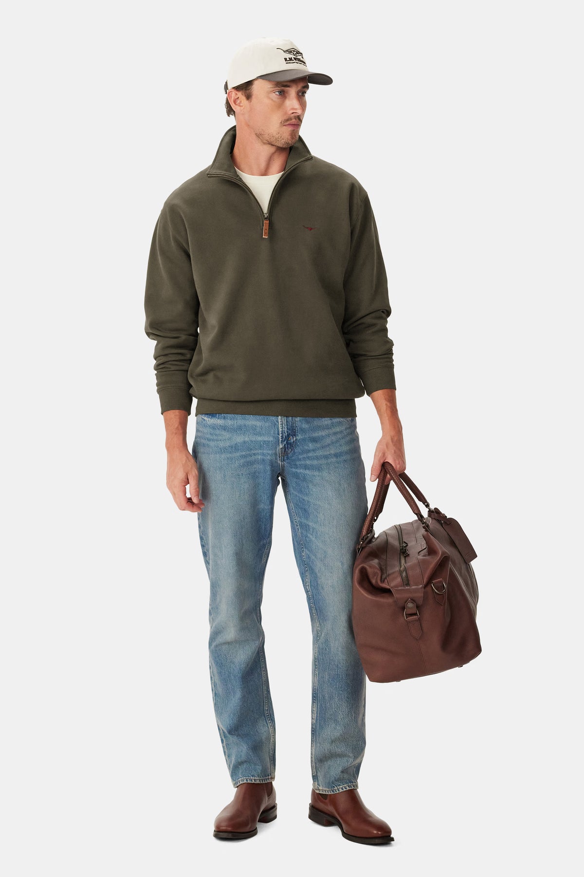 R.M. Williams Mulyungarie 1/4 Zip Sweatshirt #Colour_Fatigue