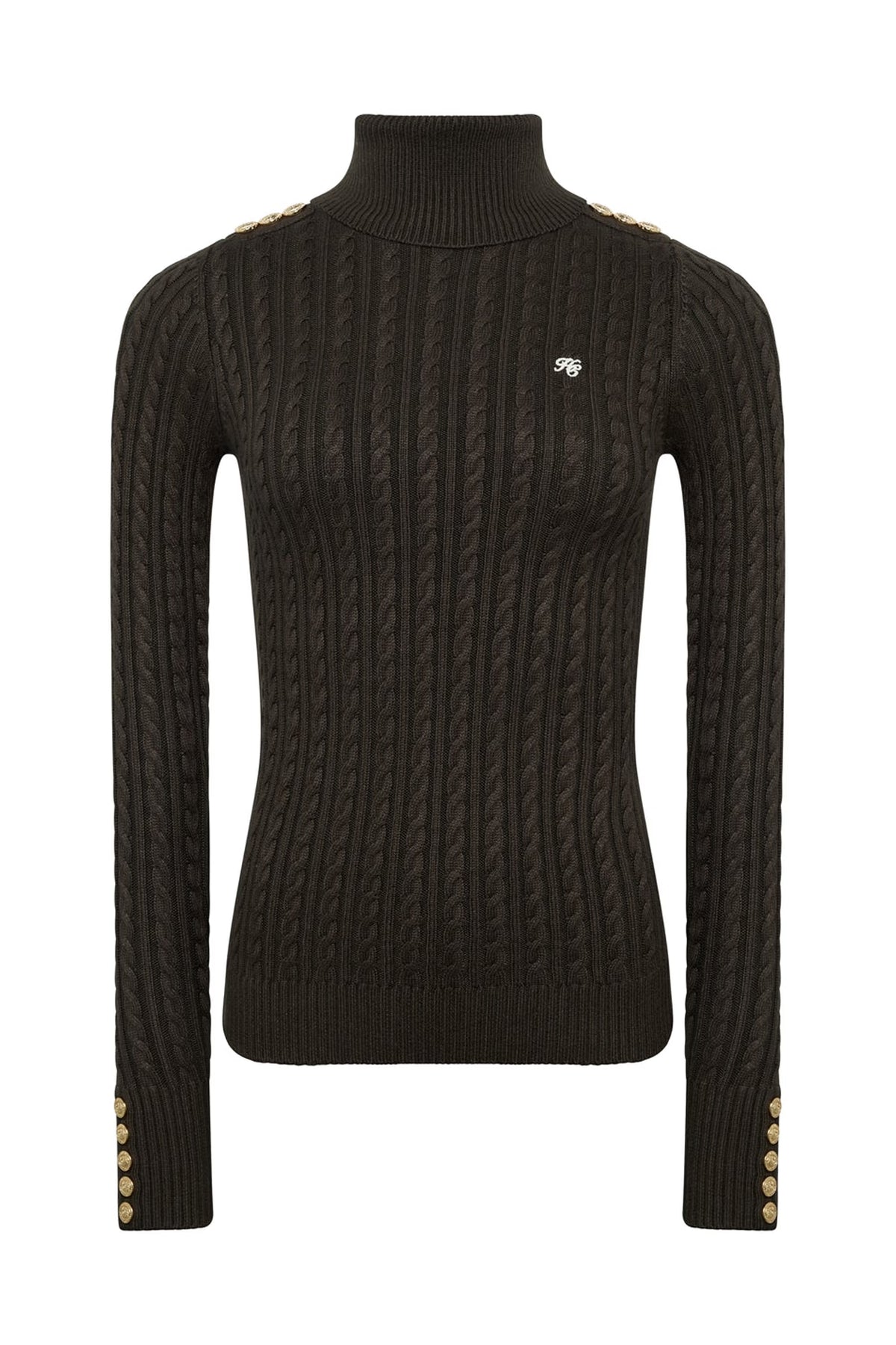 Holland Cooper Seattle Roll Neck Cable Knit #Colour_Fern Green