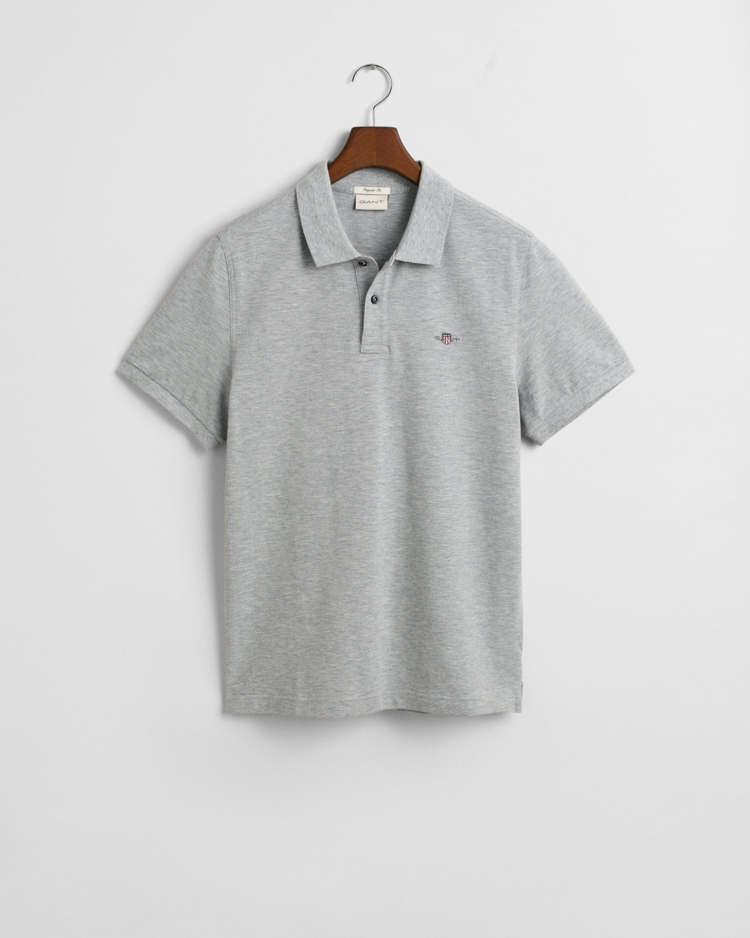 GANT Regular Fit Shield Short Sleeve Pique Polo #Colour_Grey Melange