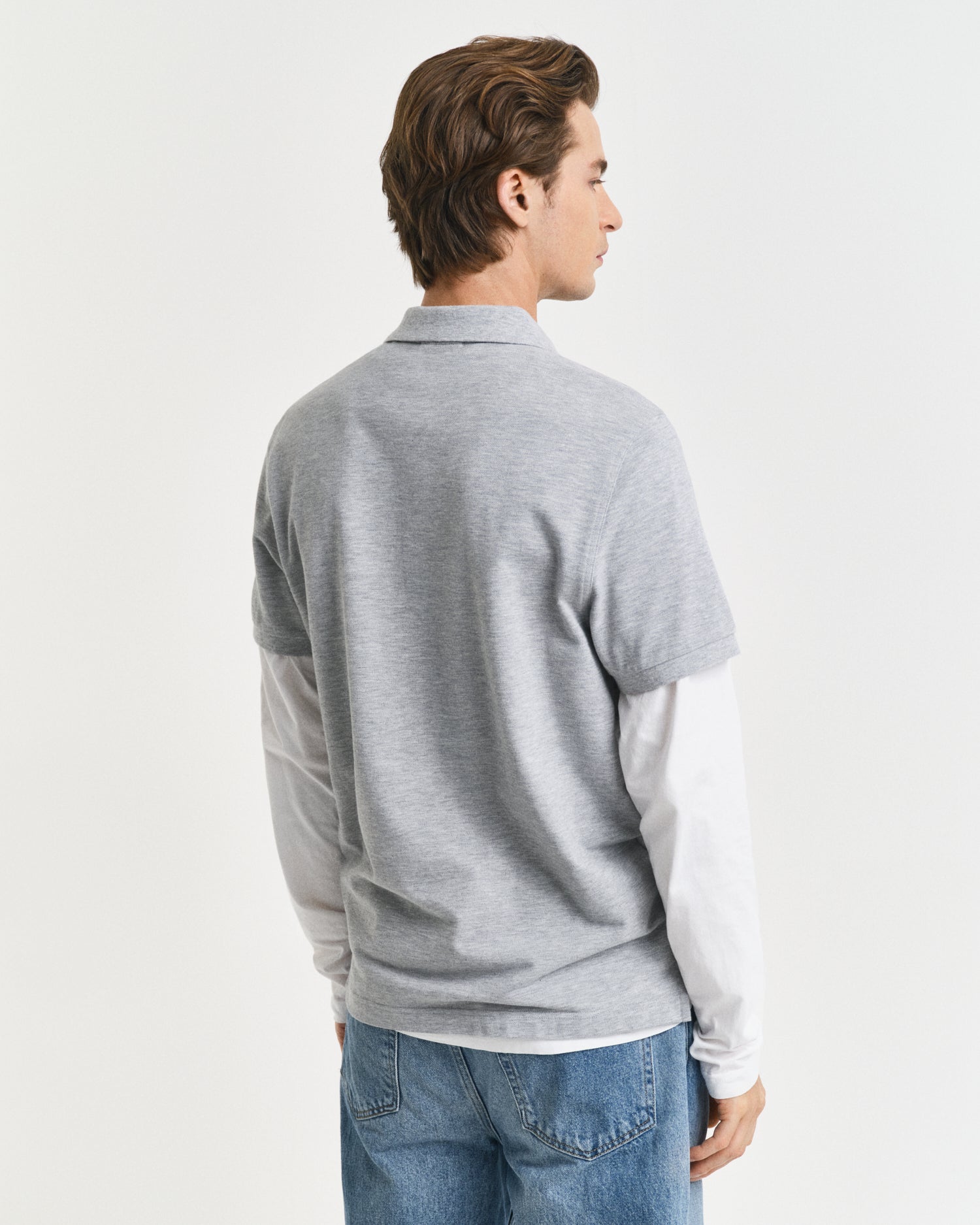 GANT Regular Fit Shield Short Sleeve Pique Polo #Colour_Grey Melange
