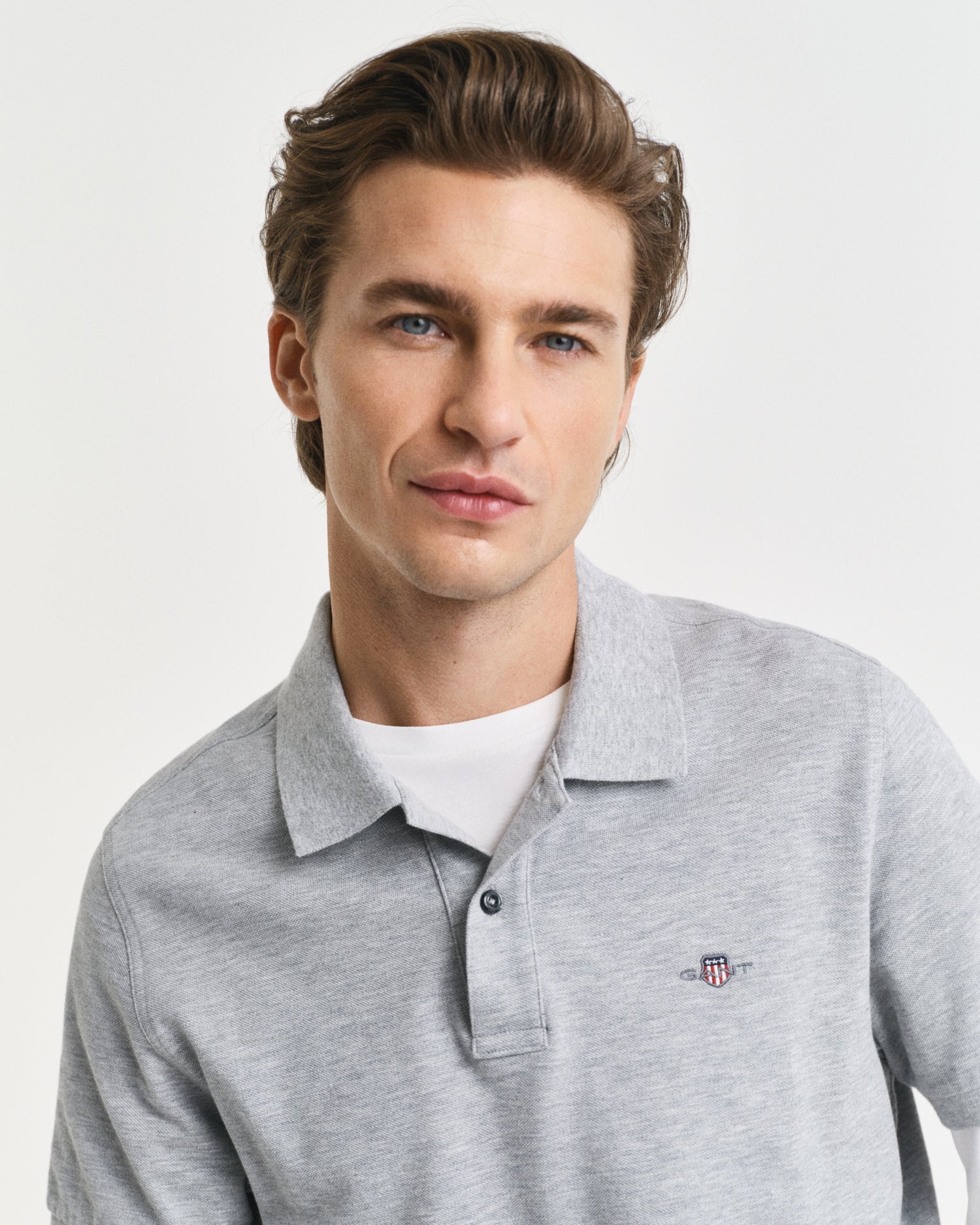 GANT Regular Fit Shield Short Sleeve Pique Polo #Colour_Grey Melange