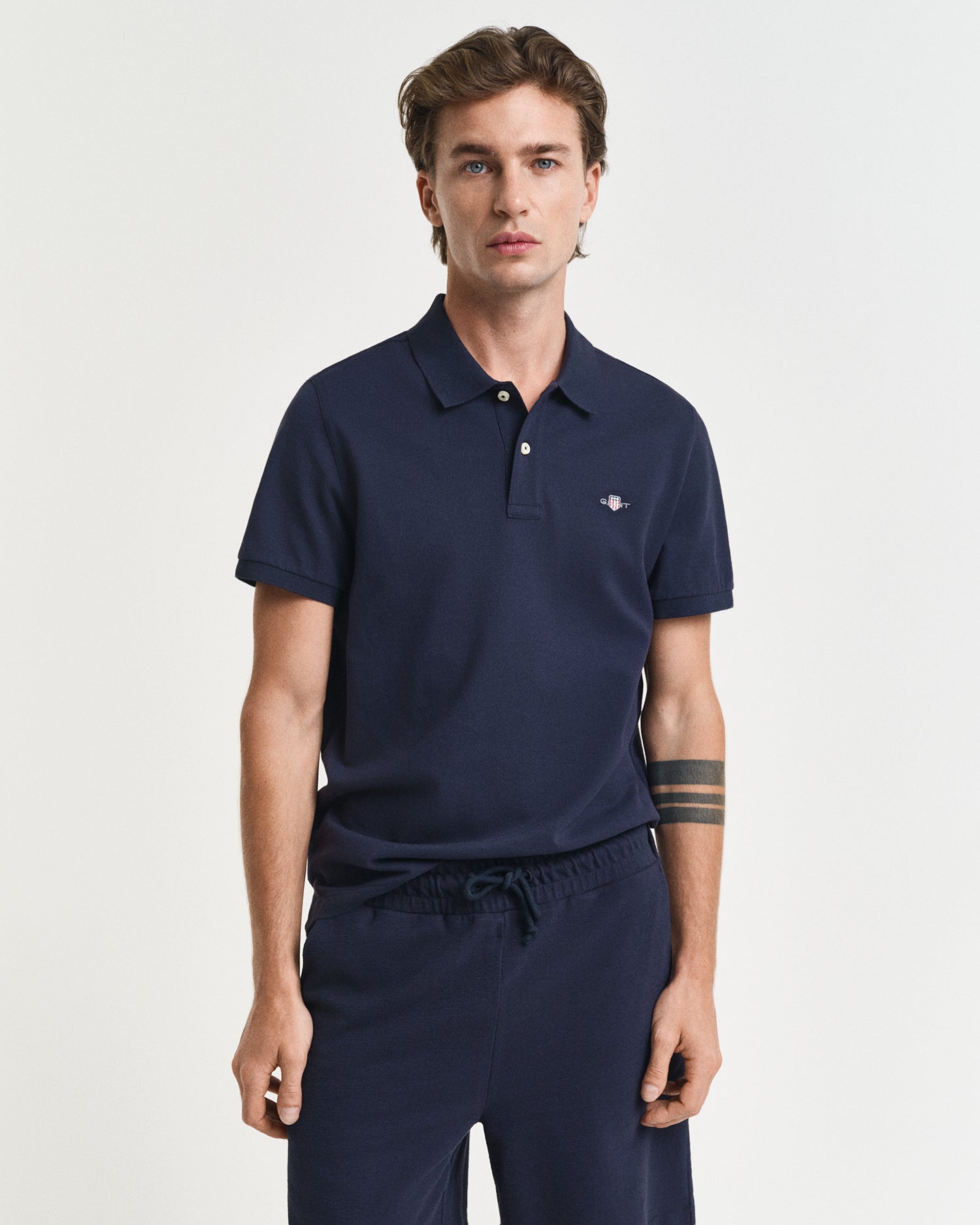 GANT Regular Fit Shield Short Sleeve Pique Polo #Colour_Evening Blue