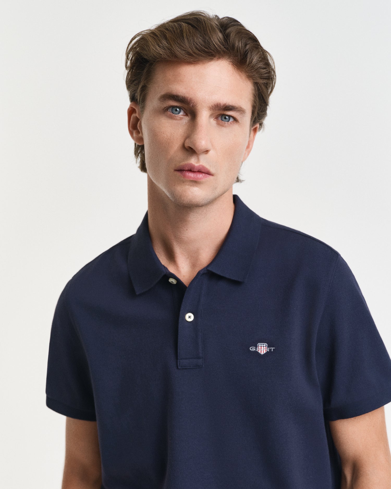GANT Regular Fit Shield Short Sleeve Pique Polo #Colour_Evening Blue