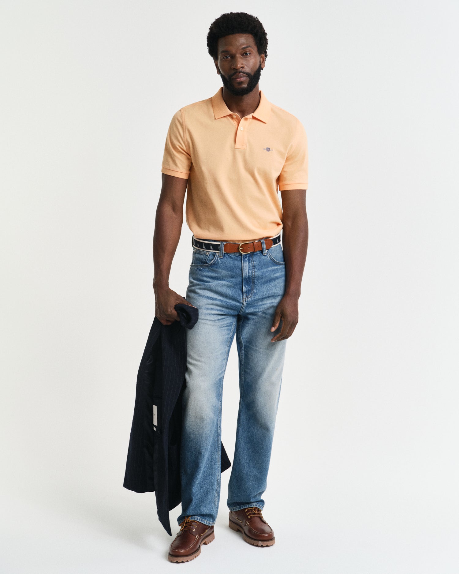 GANT Regular Fit Shield Short Sleeve Pique Polo #Colour_Peachy Orange