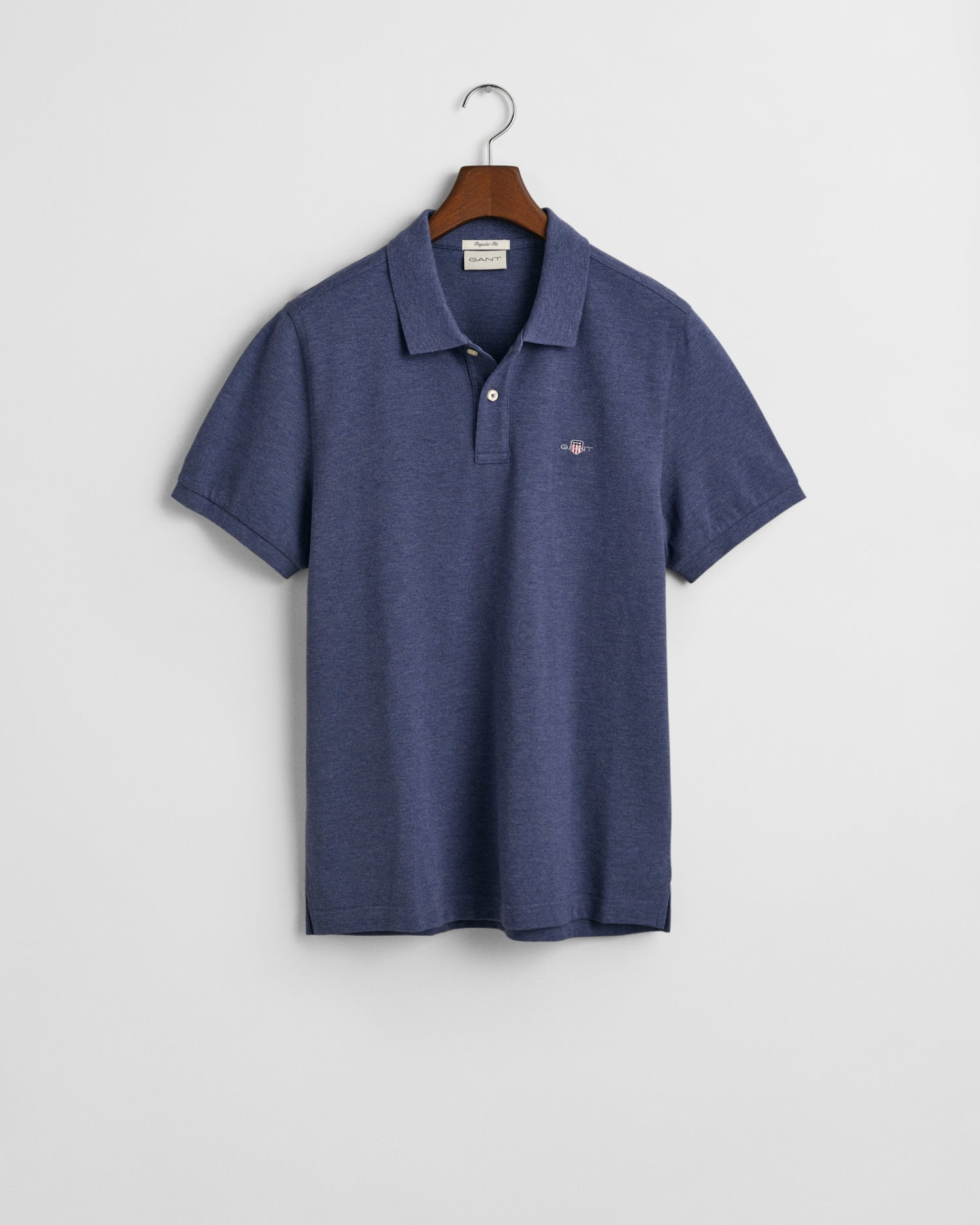 GANT Regular Fit Shield Short Sleeve Pique Polo #Colour_Dark Jeans Blue Melange