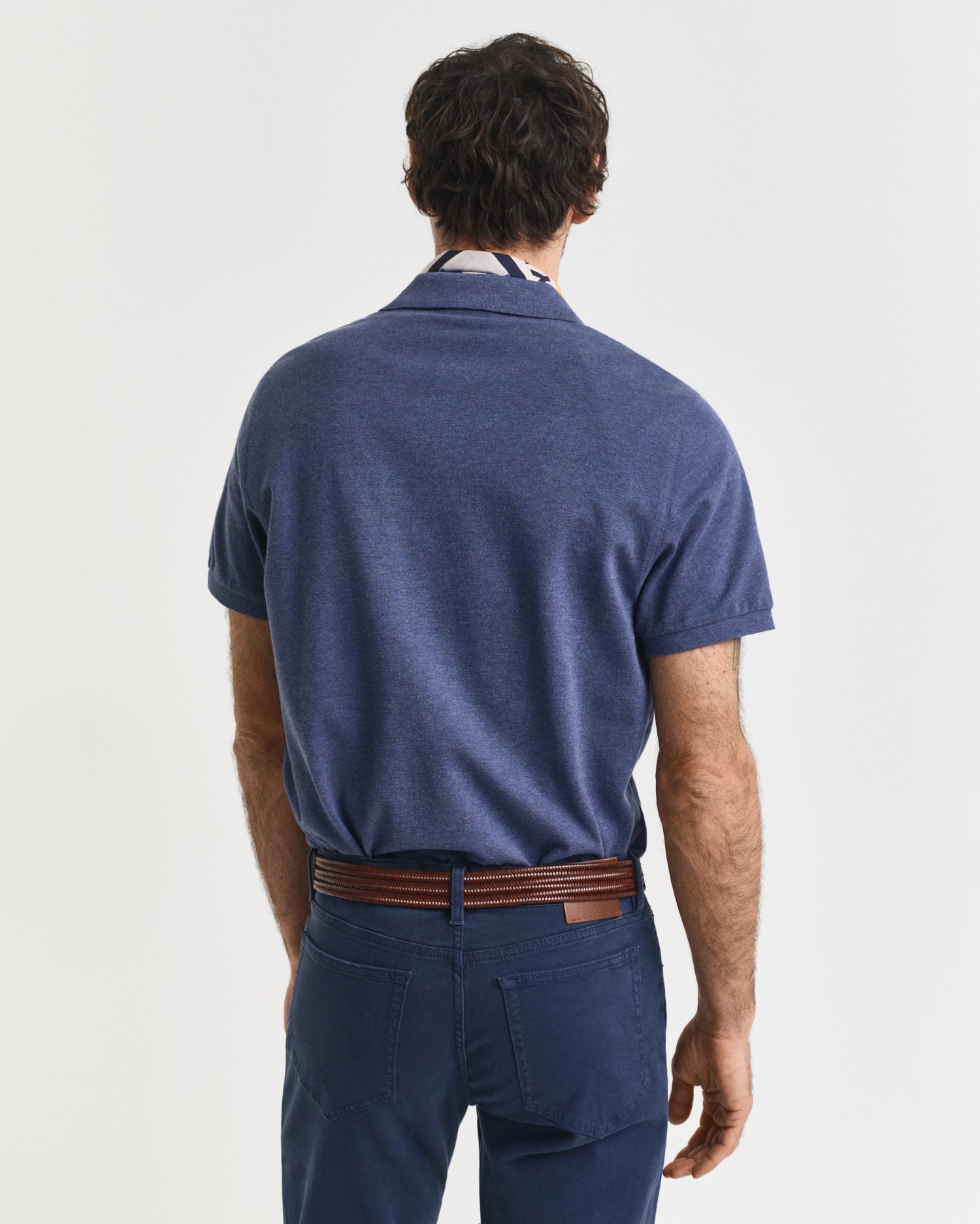 GANT Regular Fit Shield Short Sleeve Pique Polo #Colour_Dark Jeans Blue Melange