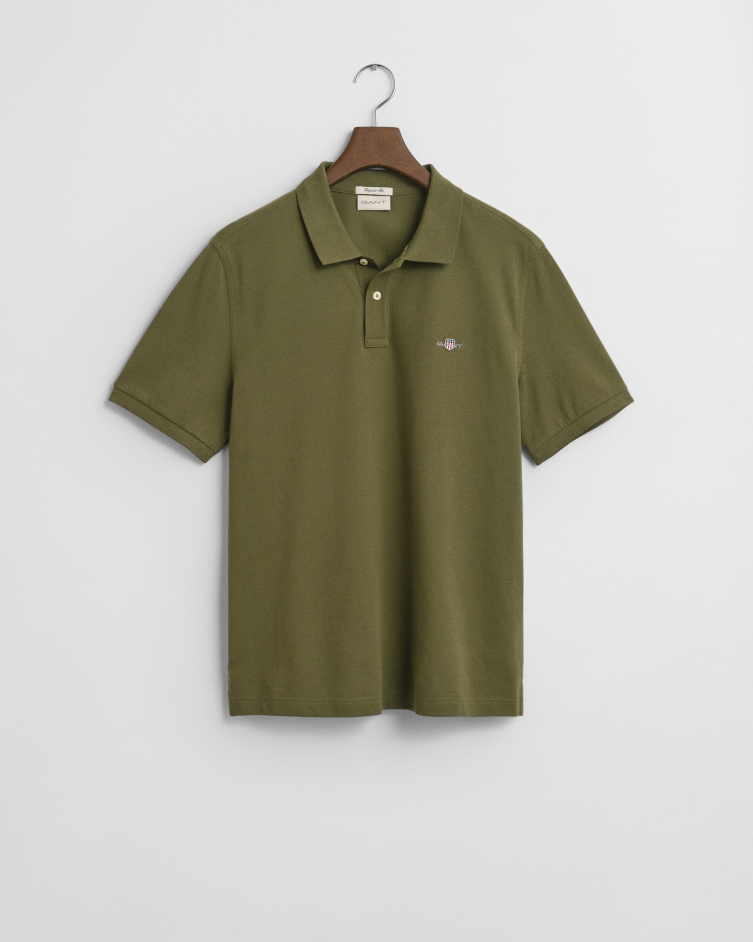 GANT Regular Fit Shield Short Sleeve Pique Polo #Colour_Moss Green