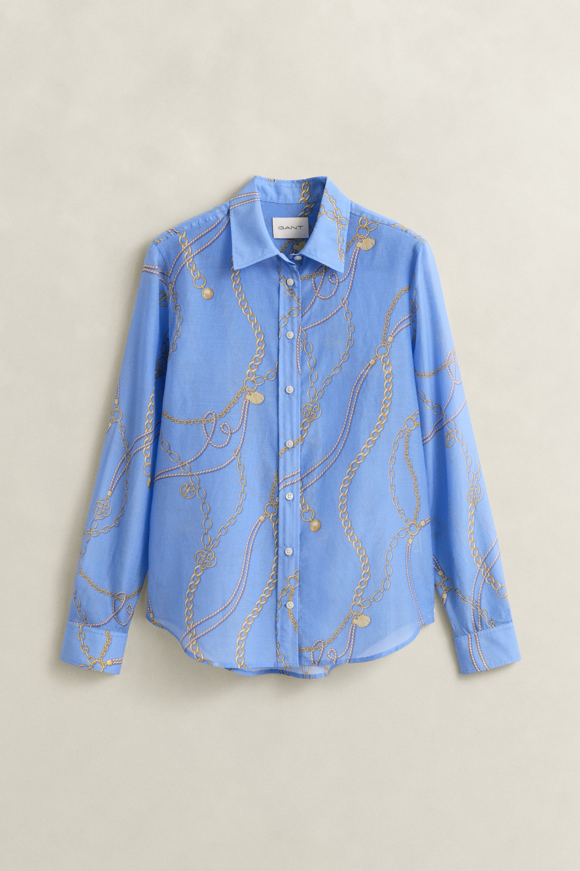 GANT Hydrangea Blue Reg Printed CTN Silk LS Shirt #Colour_Hydrangea Blue