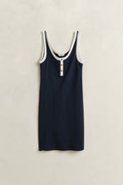 GANT Evening Blue Contrast Color Ribbed Tank Dress #Colour_Evening Blue