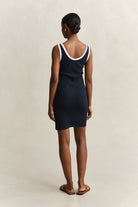 GANT Evening Blue Contrast Color Ribbed Tank Dress #Colour_Evening Blue