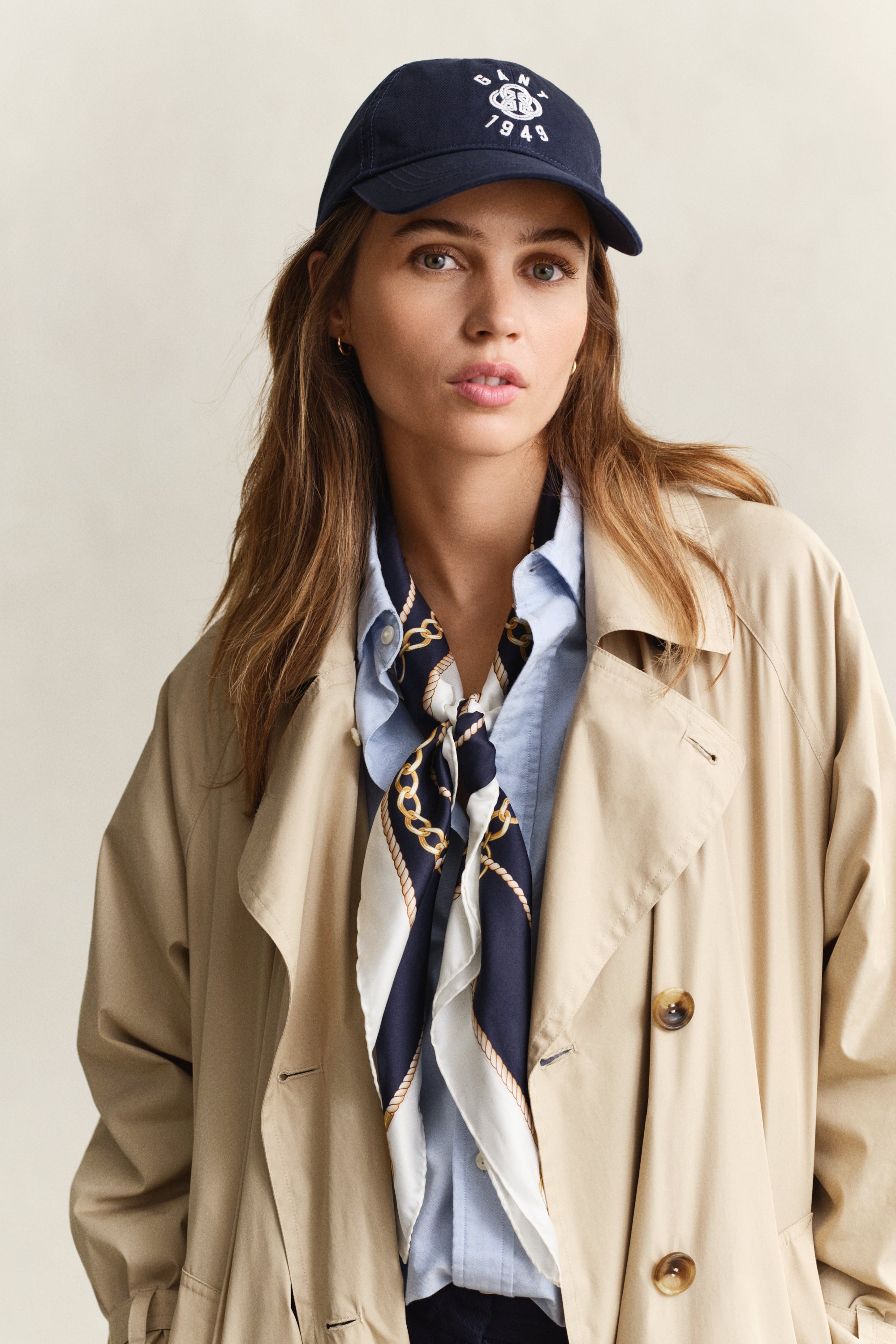 GANT Evening Blue Chain Print Silk Scarf #Colour_Evening Blue