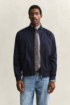 GANT Evening Blue Cotton Blend Harrington Jacket #Colour_Evening Blue