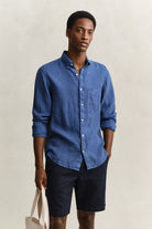 GANT Reg GMNT Dyed Linen Shirt #Colour_Vintage Blue