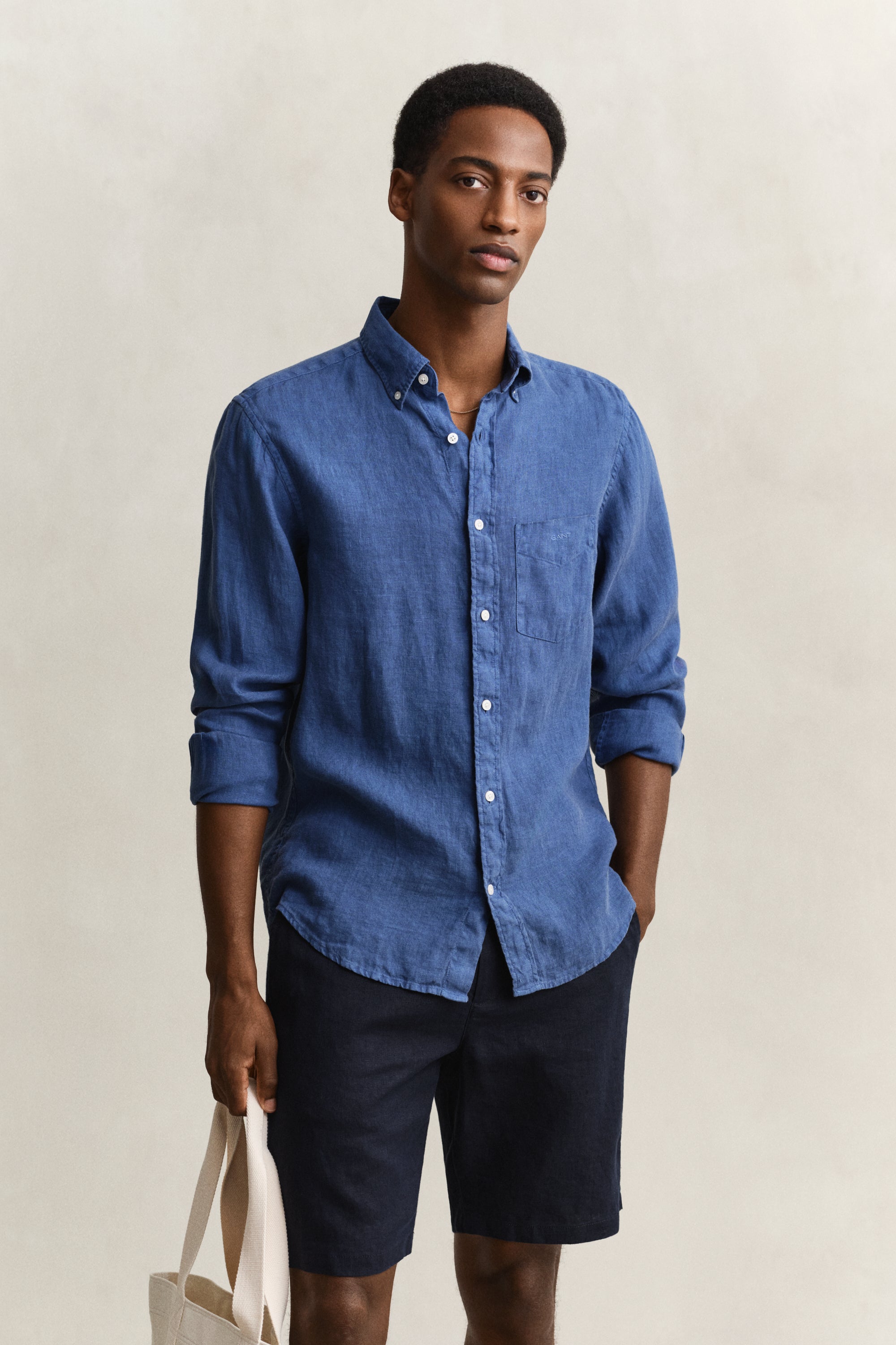 GANT Reg GMNT Dyed Linen Shirt #Colour_Vintage Blue