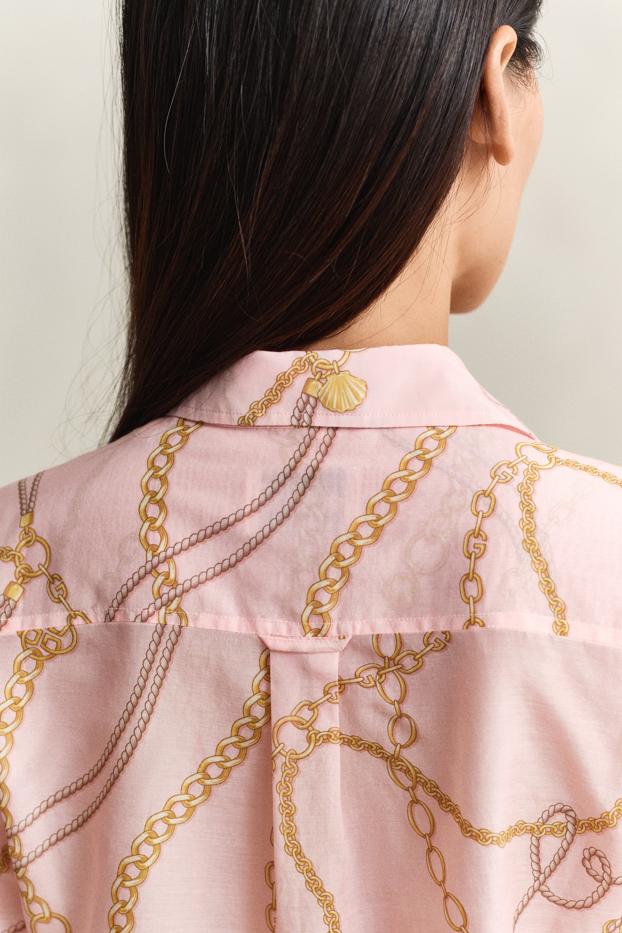 GANT Apricot Pink Reg Printed CTN Silk LS Shirt #Colour_Apricot Pink
