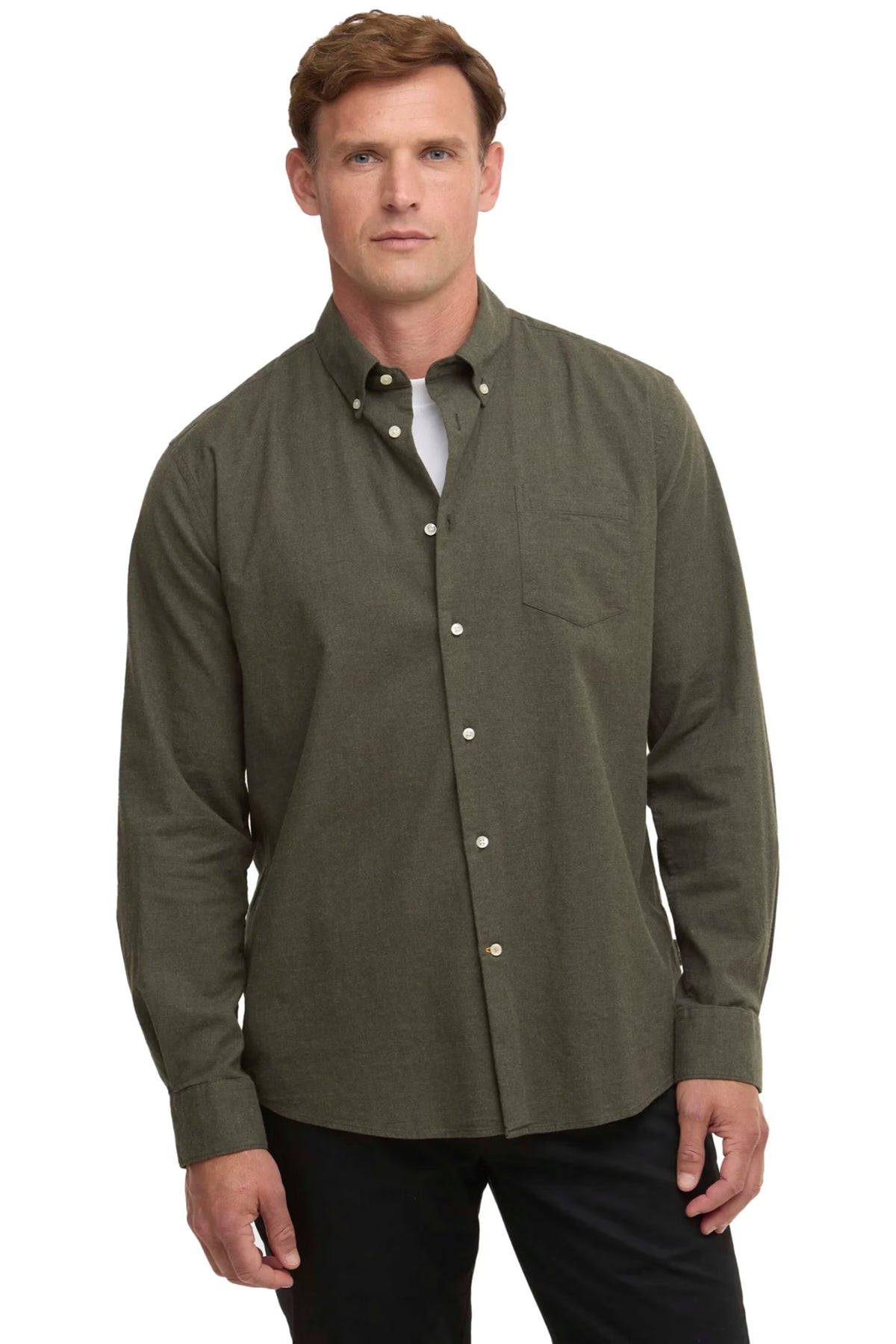 Barbour Gingham Aukside Regular Shirt #Colour_Olive Marl