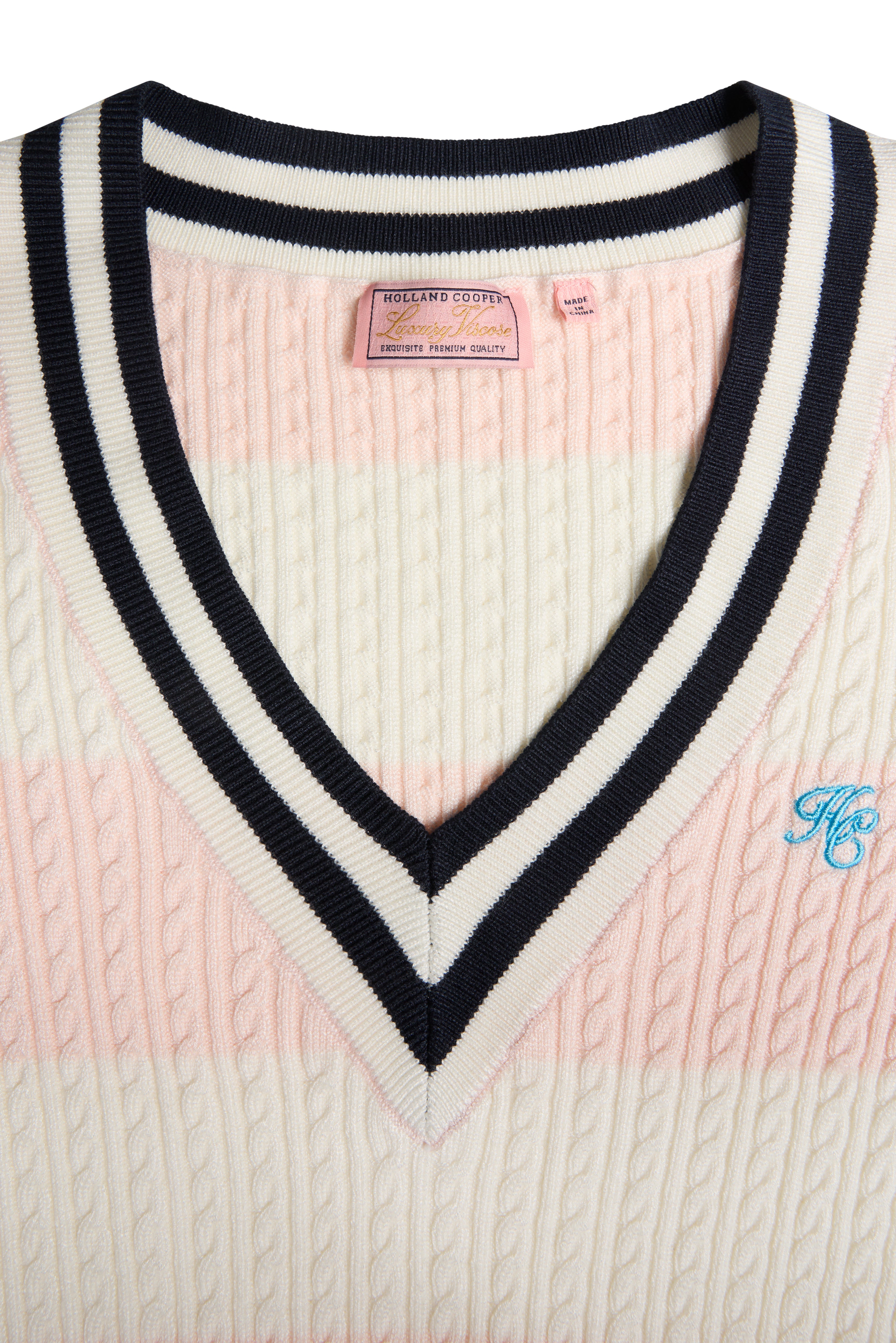 Holland Cooper Blush Natural Stripe Badminton Knit #Colour_Blush Natural Stripe