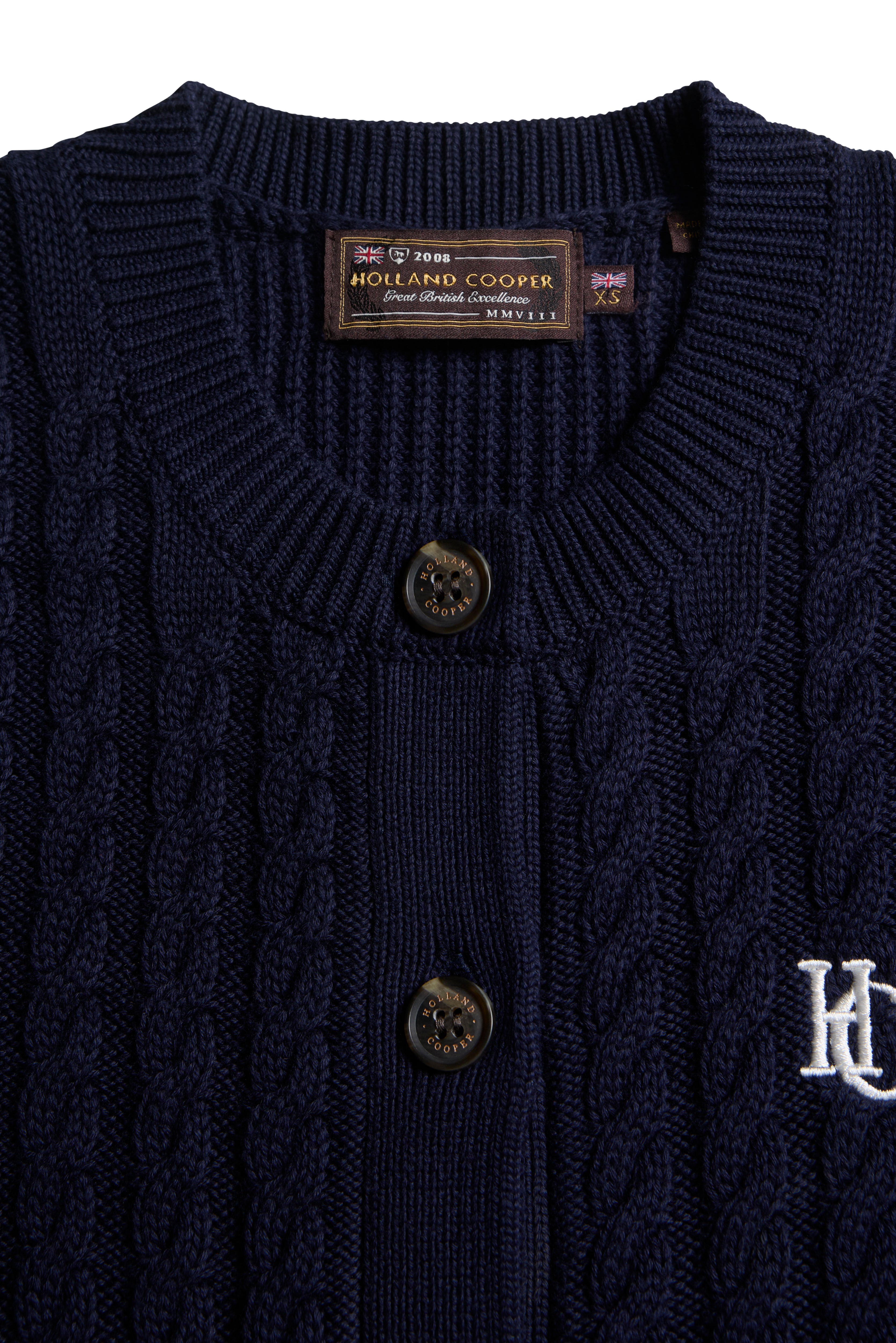 Holland Cooper Ink Navy Cotswold Short Sleeve Cardigan #Colour_Ink Navy