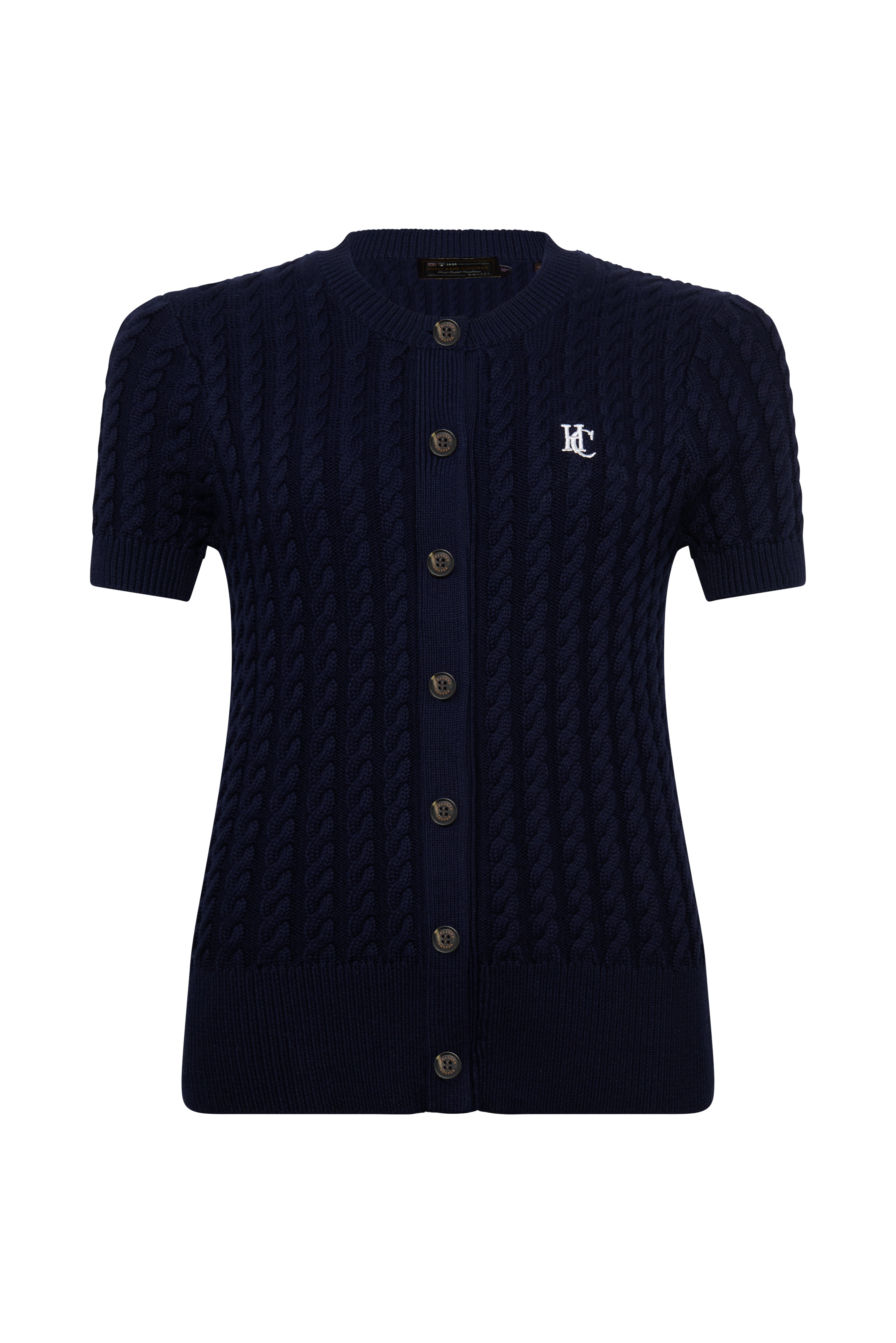 Holland Cooper Ink Navy Cotswold Short Sleeve Cardigan #Colour_Ink Navy