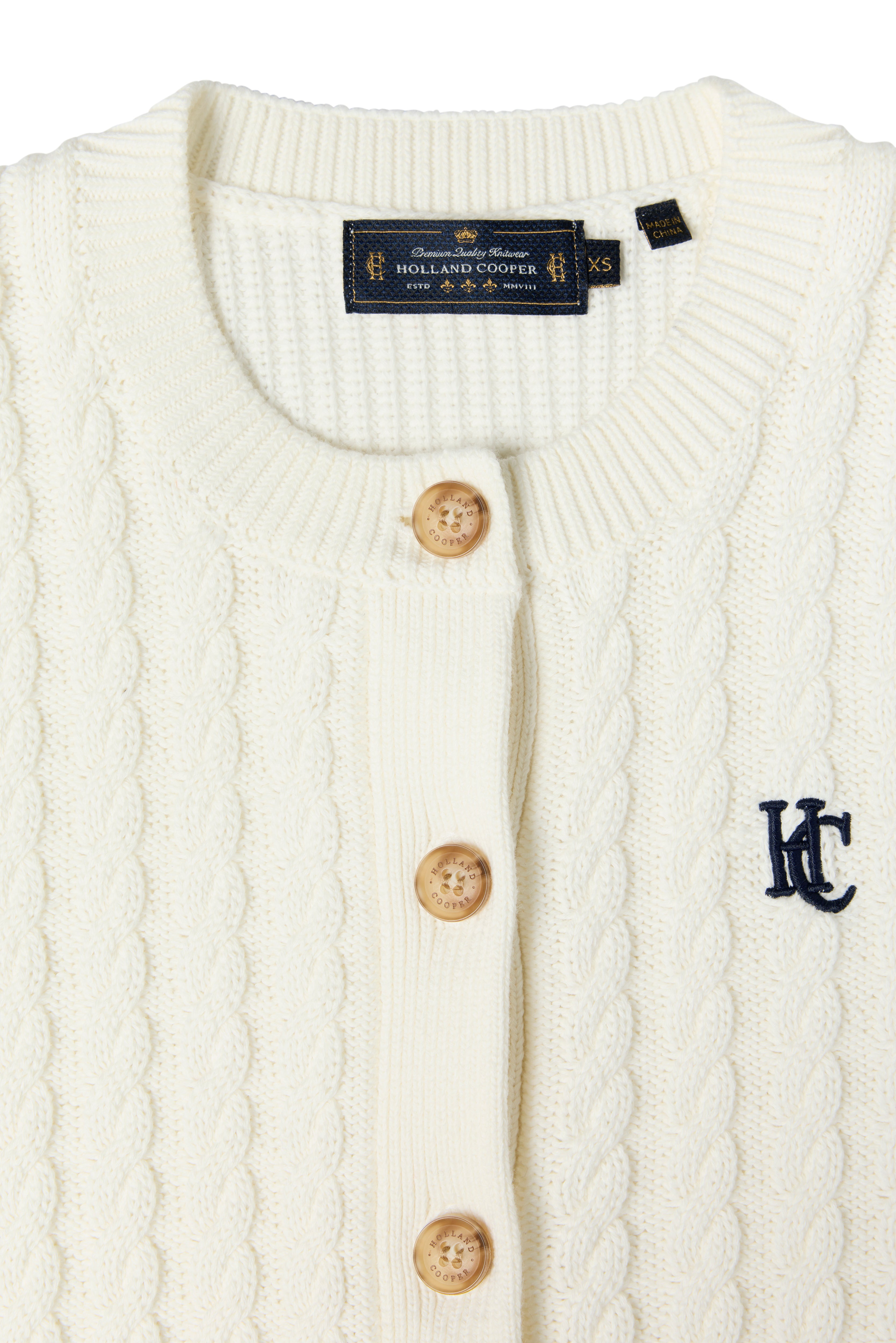 Holland Cooper Natural Cotswold Short Sleeve Cardigan #Colour_Natural