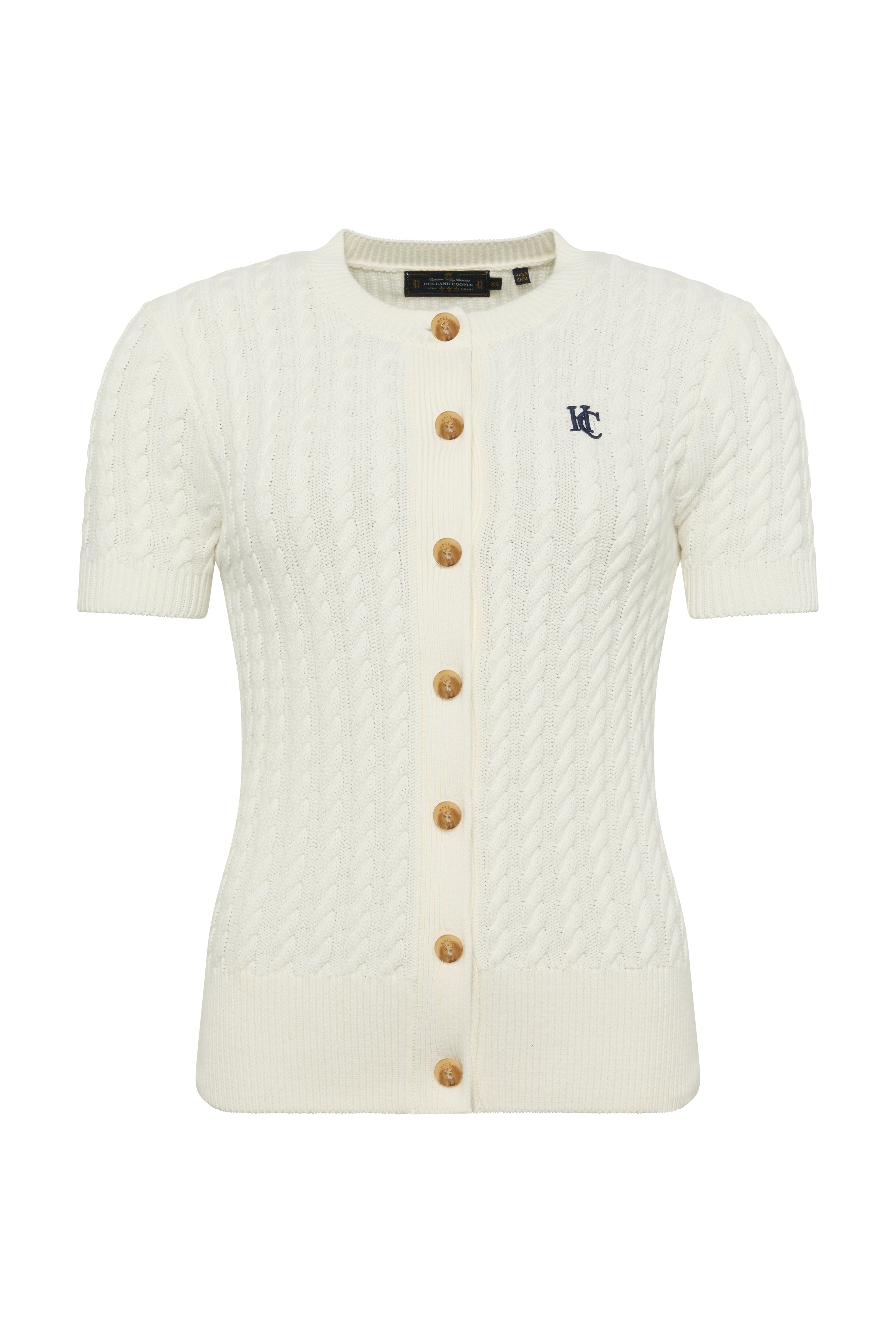 Holland Cooper Natural Cotswold Short Sleeve Cardigan #Colour_Natural