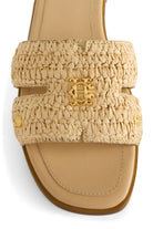 Holland Cooper Natural Straw Heraldic Monogram Slides #Colour_Natural Straw