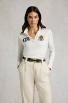 Holland Cooper White Heritage Long Sleeve Polo Shirt #Colour_White