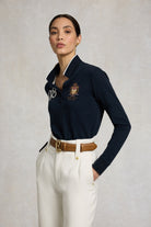 Holland Cooper Ink Navy Heritage Long Sleeve Polo Shirt #Colour_Ink Navy