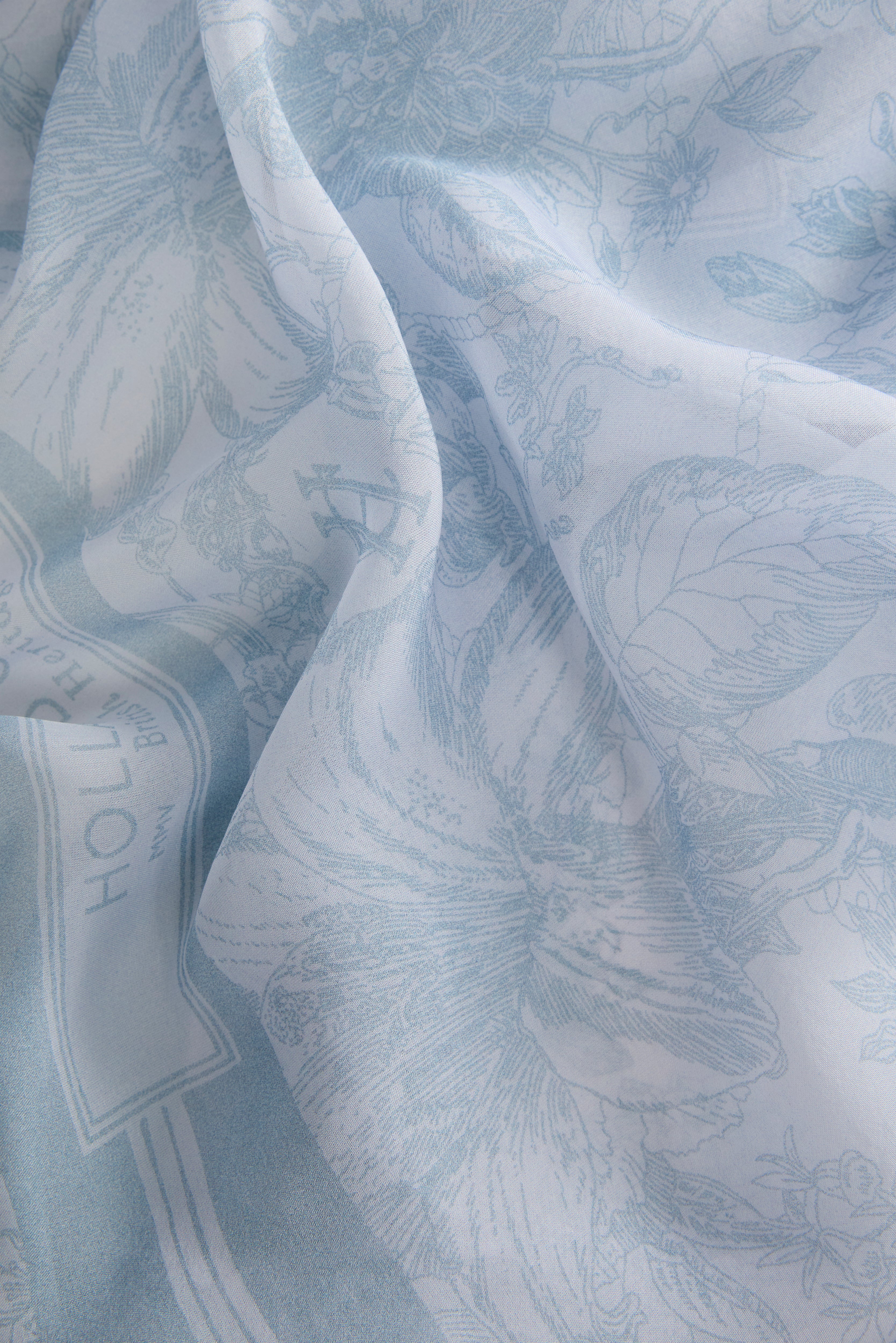 Holland Cooper Blue Tropical Botanical Provence Fine Silk Scarf #Colour_Blue Tropical Botanical