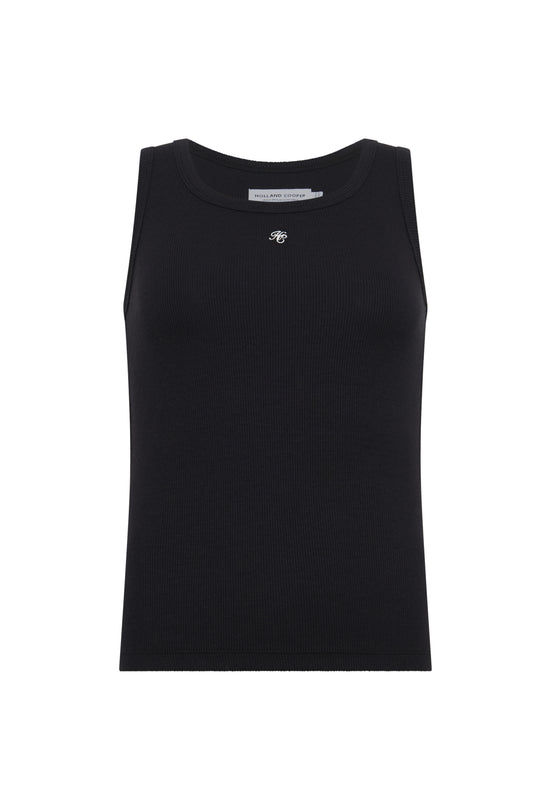 Holland Cooper Black Rebecca Rib Tank #Colour_Black