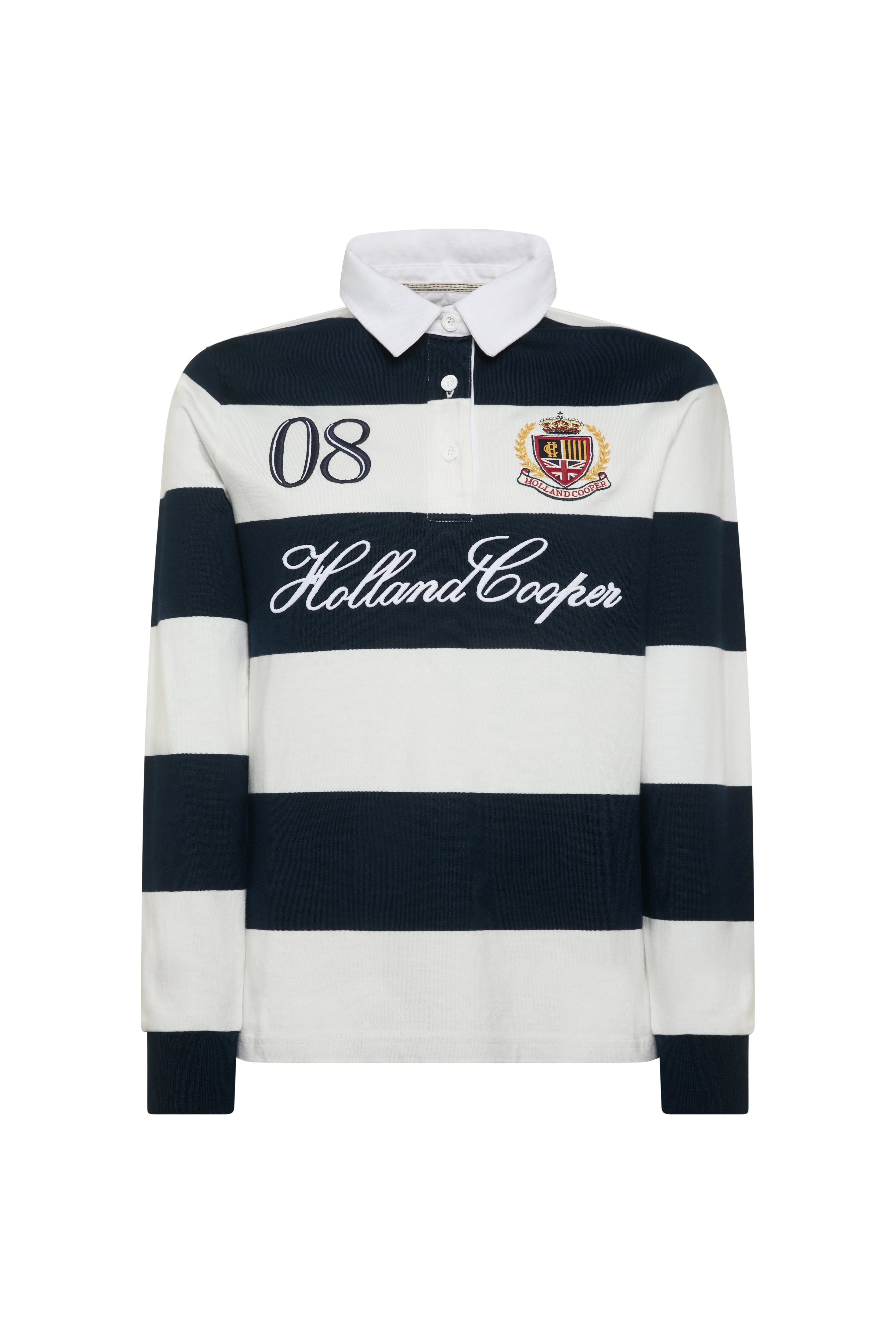 Holland Cooper Navy Ecru Rugby Shirt #Colour_Navy Ecru