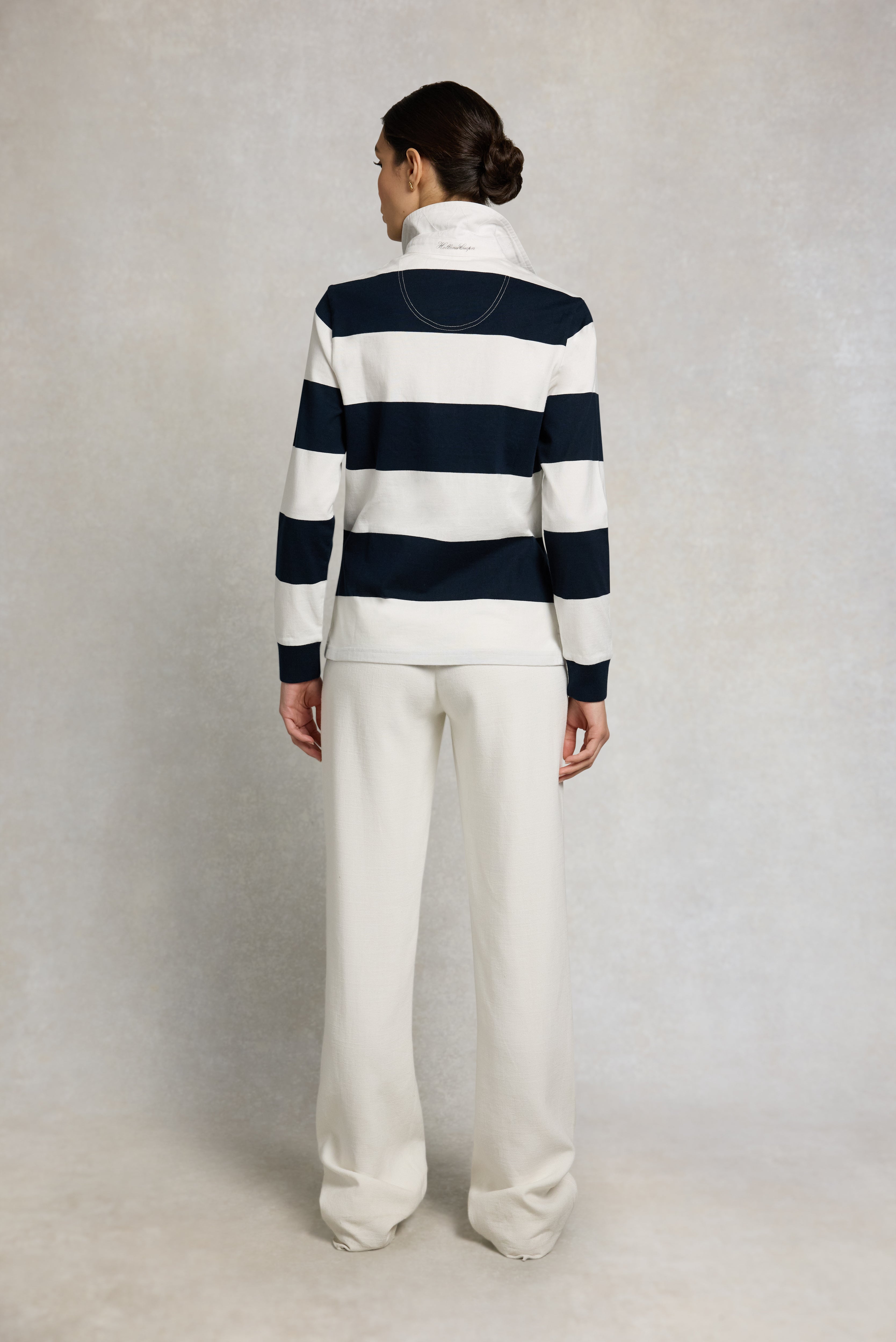 Holland Cooper Navy Ecru Rugby Shirt #Colour_Navy Ecru