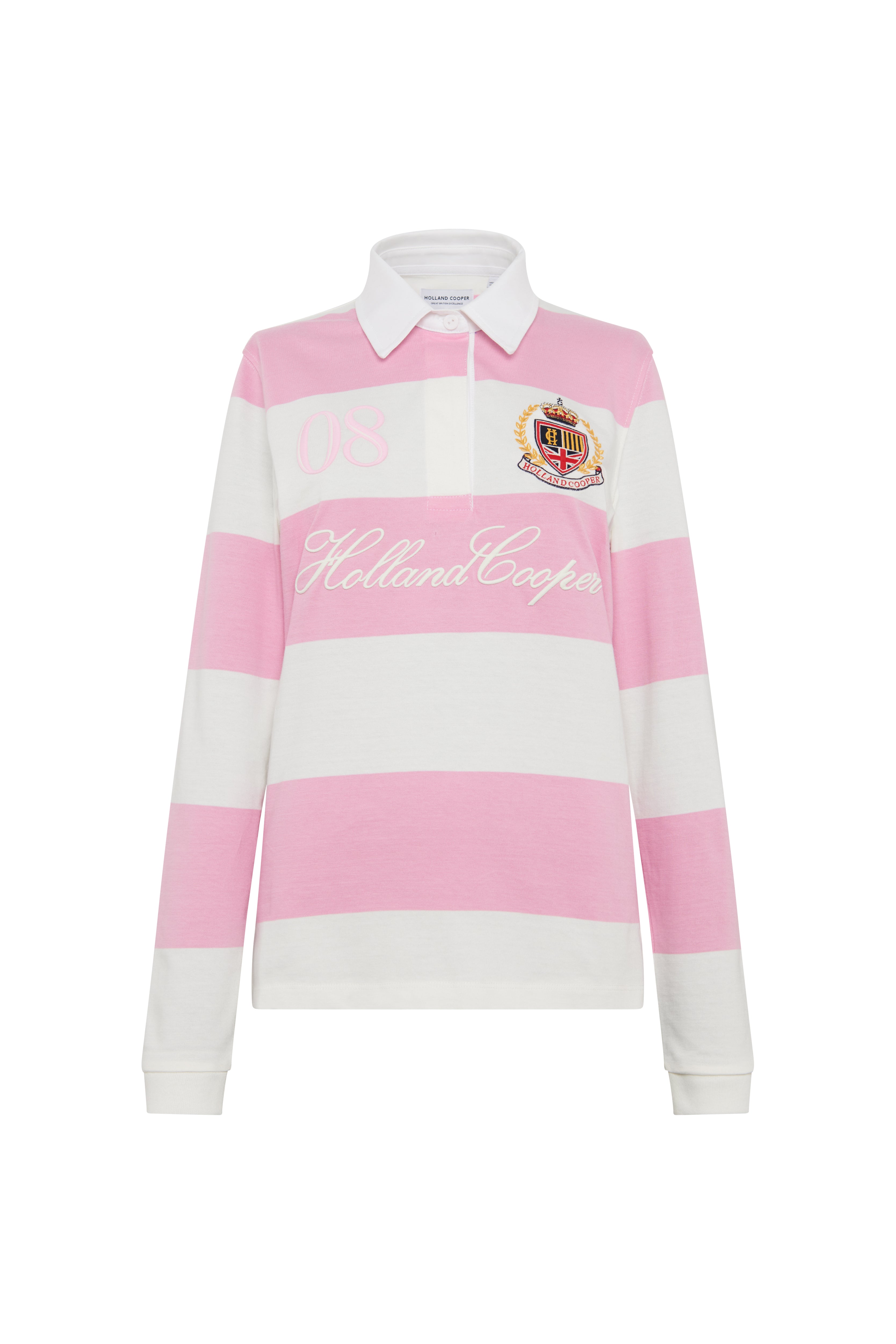 Holland Cooper Pink Ecru Rugby Shirt #Colour_Pink Ecru