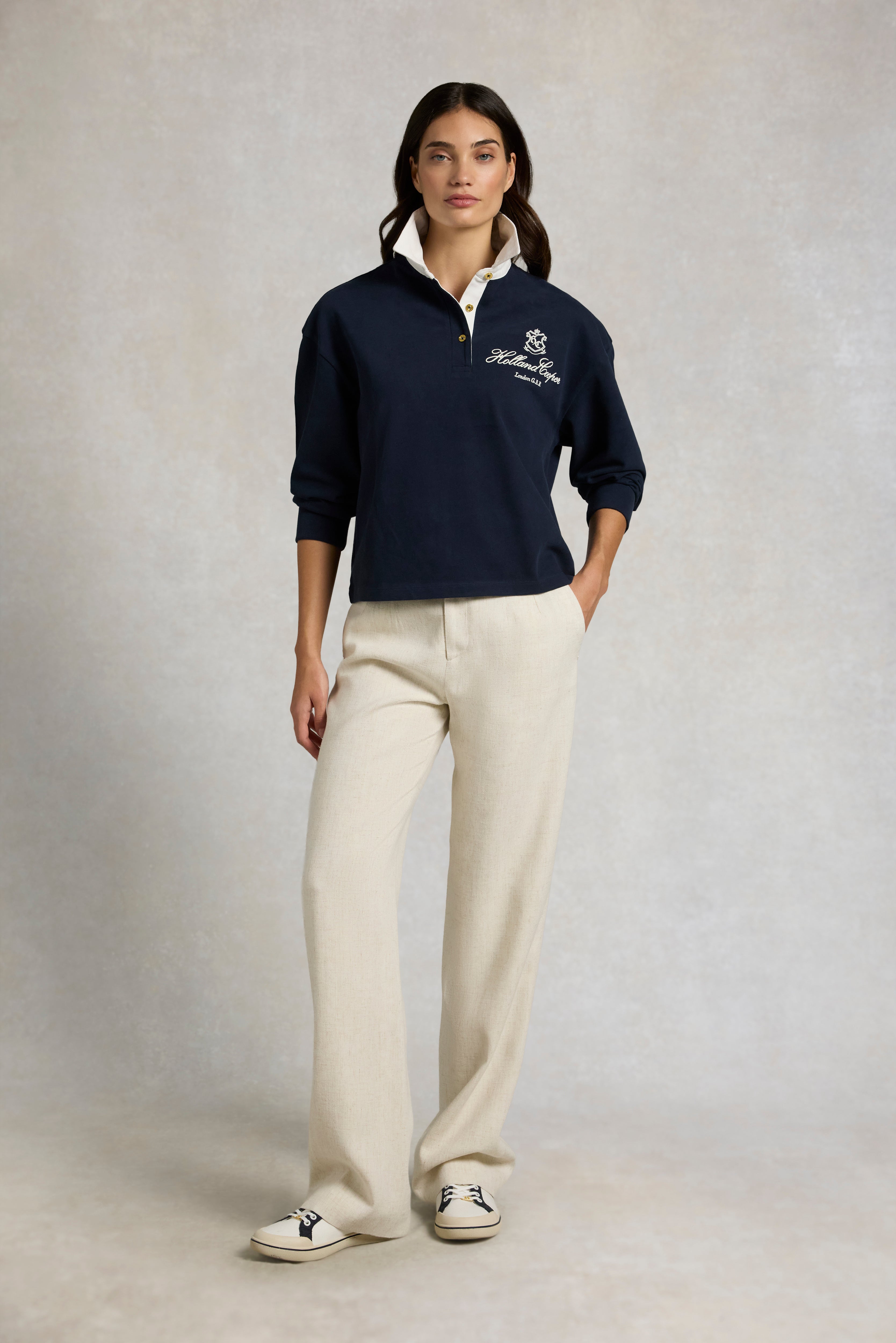 Holland Cooper Ink Navy Short Rugby Shirt #Colour_Ink Navy