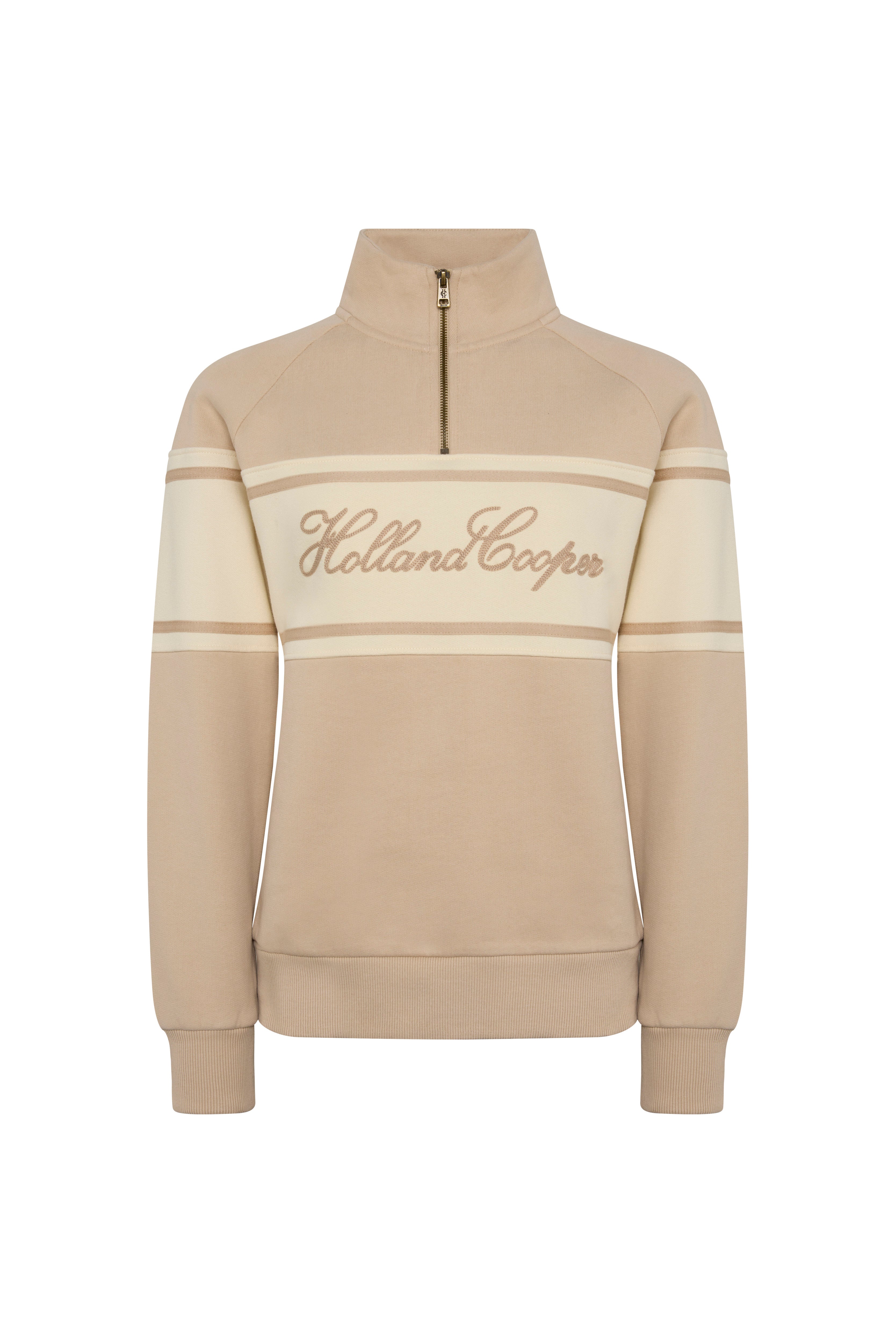 Holland Cooper Stone Signature Quarter Zip Sweat #Colour_Stone
