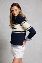 Holland Cooper Ink Navy Signature Quarter Zip Sweat #Colour_Ink Navy