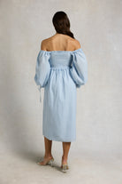 Holland Cooper Pale Blue Chambray Smock Dress #Colour_Pale Blue Chambray
