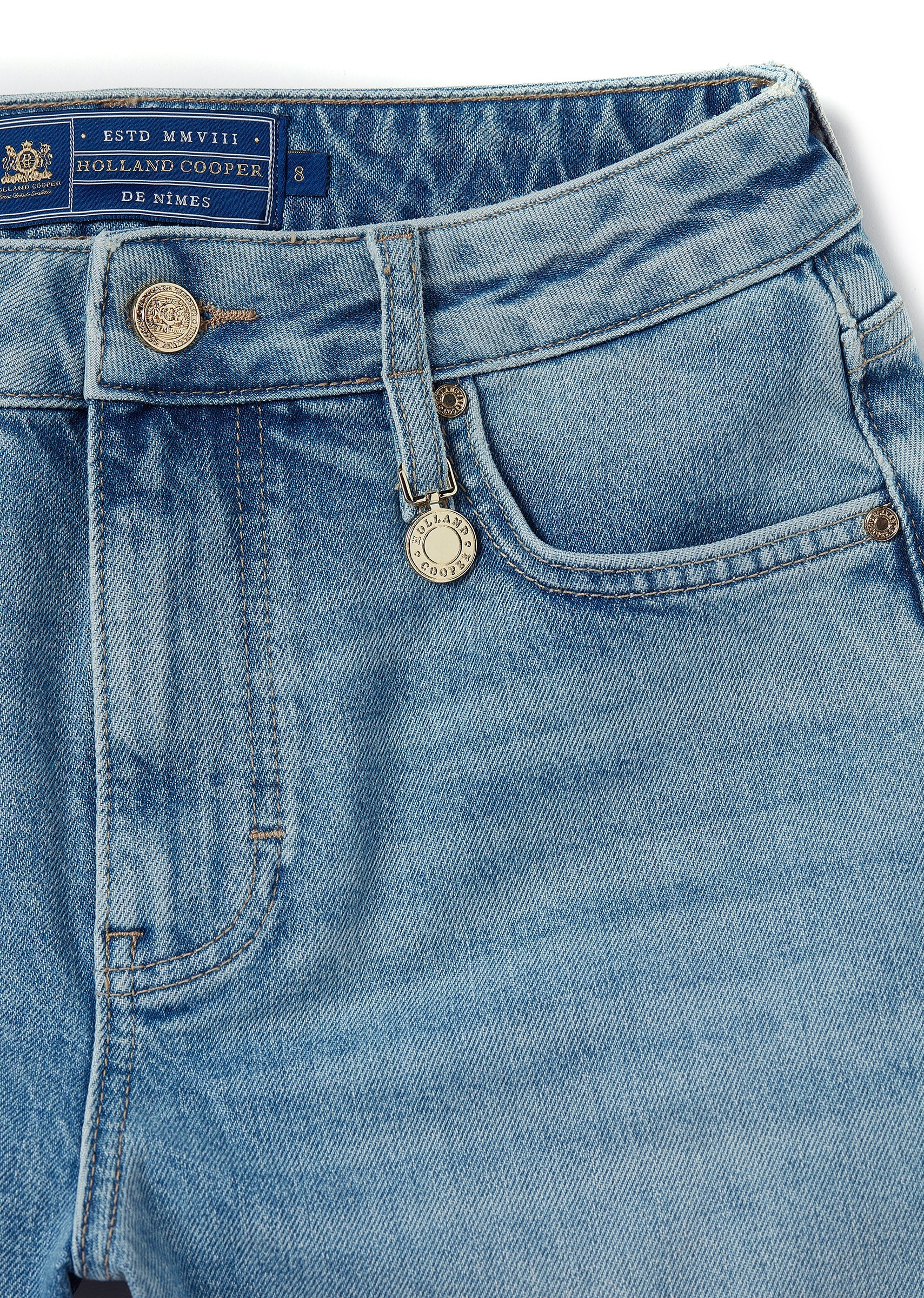 Holland Cooper High Rise Denim Short #Colour_Vintage Indigo