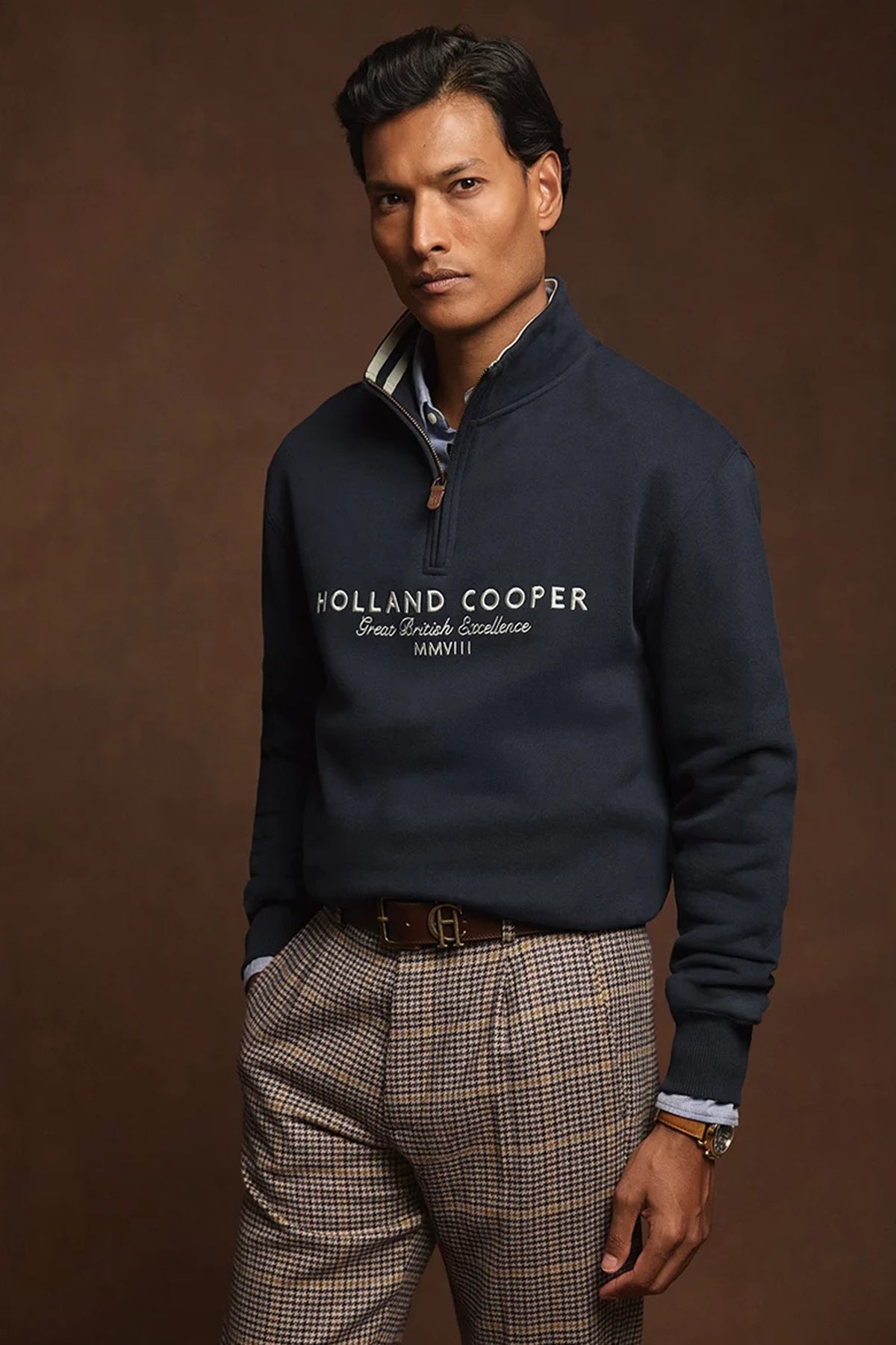 Holland Cooper Heritage Quarter Zip Sweat #Colour_Ink Navy