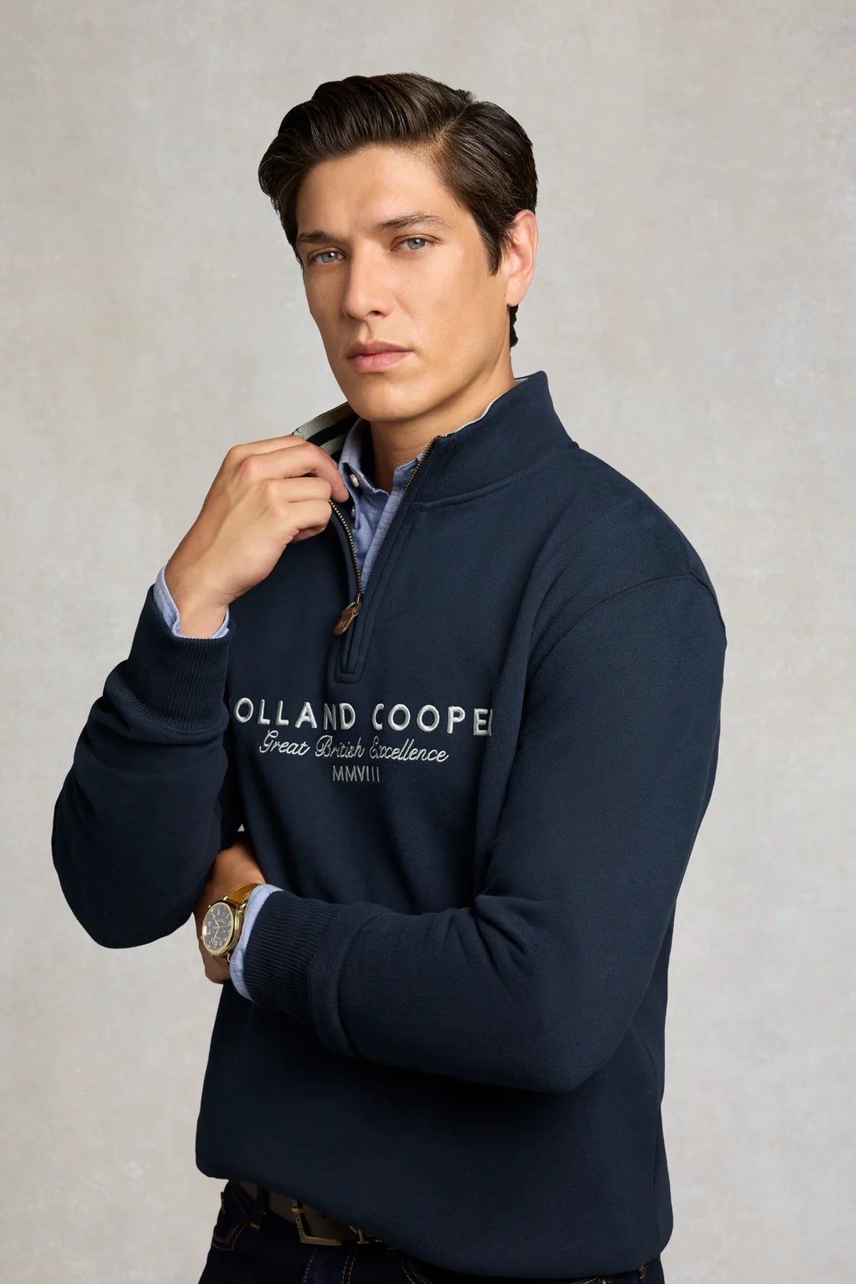 Holland Cooper Heritage Quarter Zip Sweat #Colour_Ink Navy