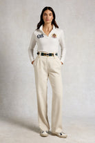 Holland Cooper White Heritage Long Sleeve Polo Shirt #Colour_White