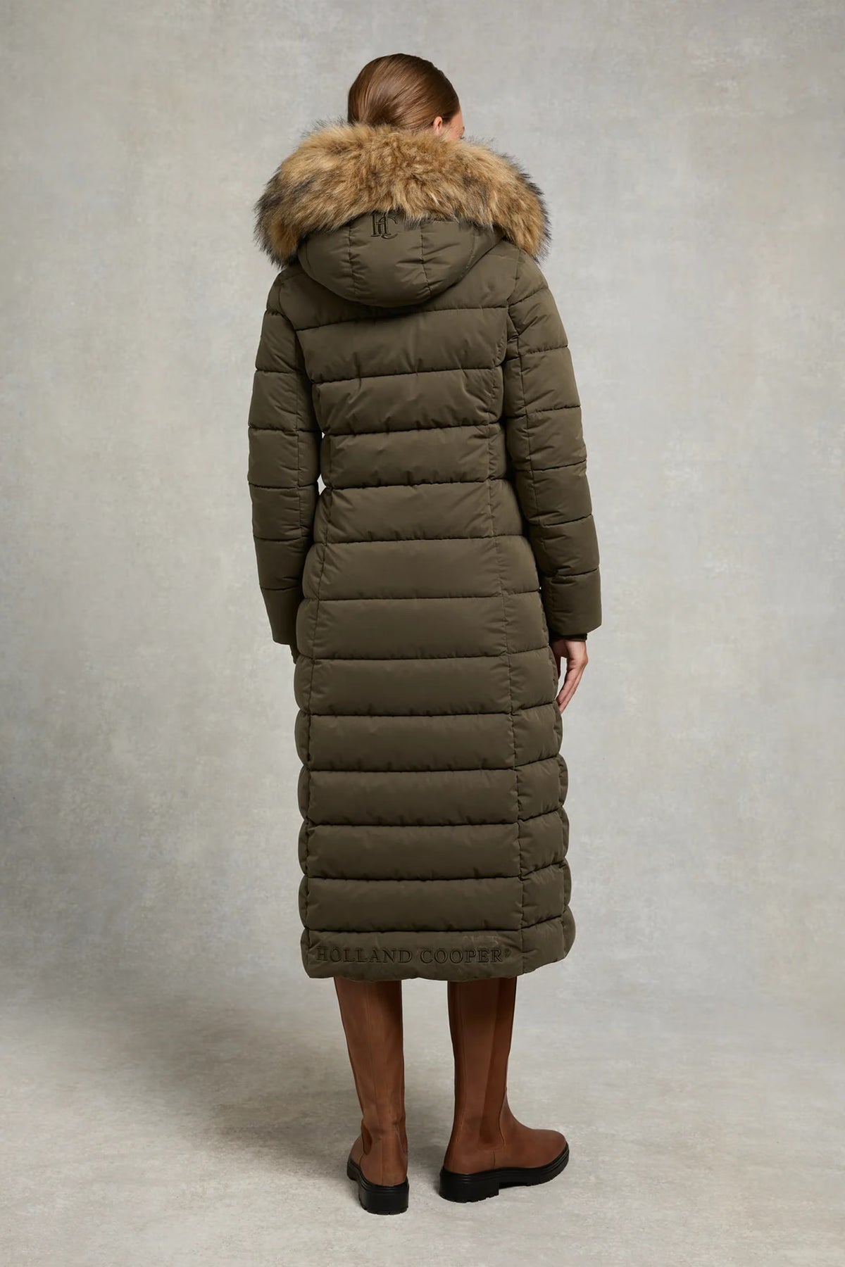 Holland Cooper Stoneleigh Longline Coat #Colour_Heritage Khaki