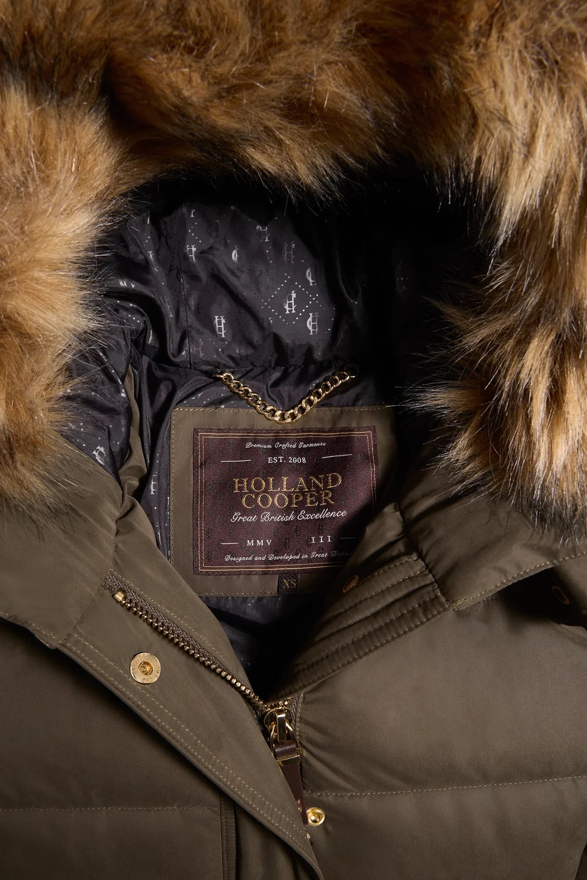 Holland Cooper Stoneleigh Longline Coat #Colour_Heritage Khaki
