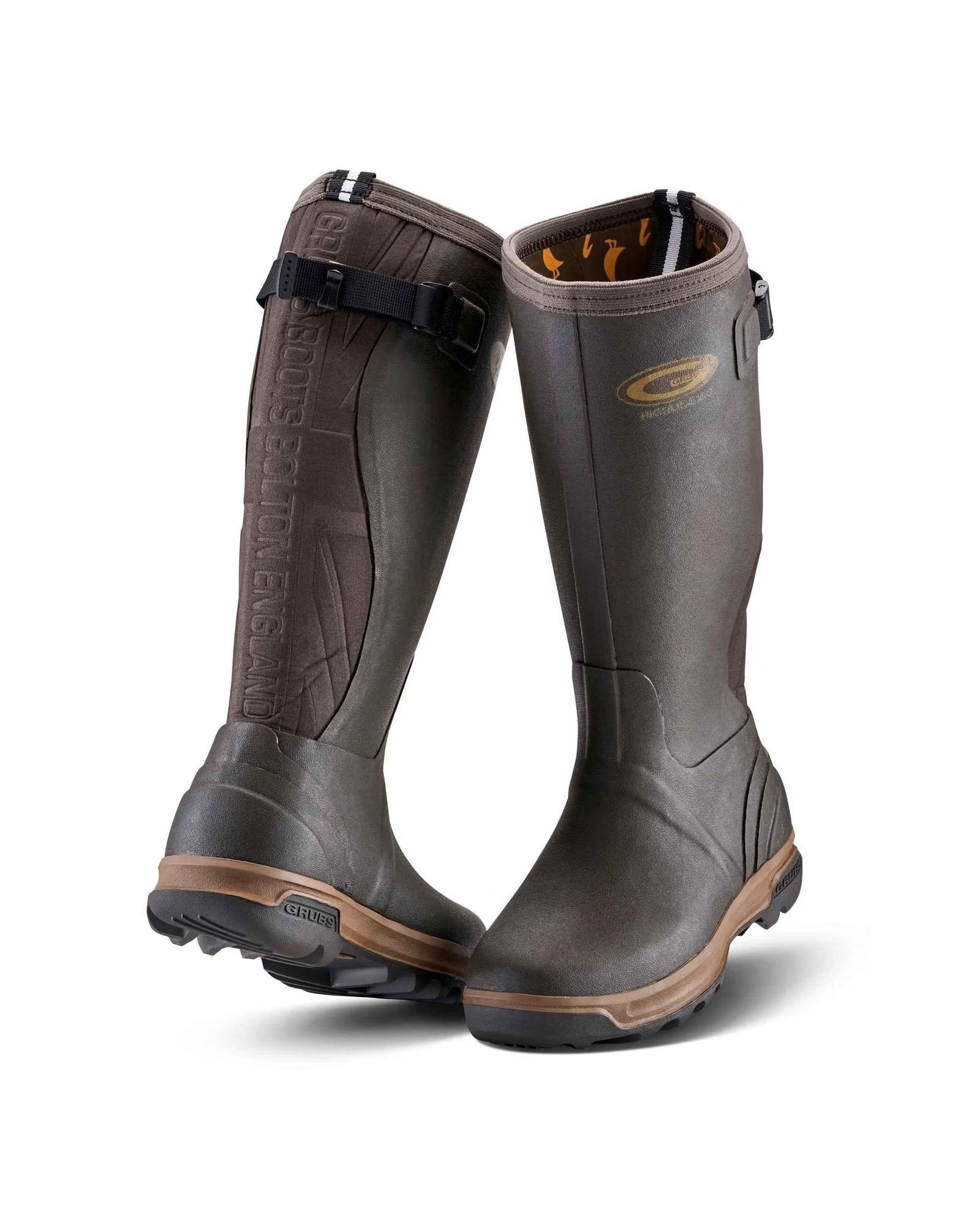 Grubs Highline 2.0 Full Rubber Wellington Boot #Colour_Mahogany