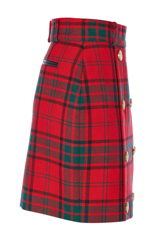Holland Cooper Red Tartan Knightsbridge Skirt Tartan-OUTLET #Colour_Red Tartan